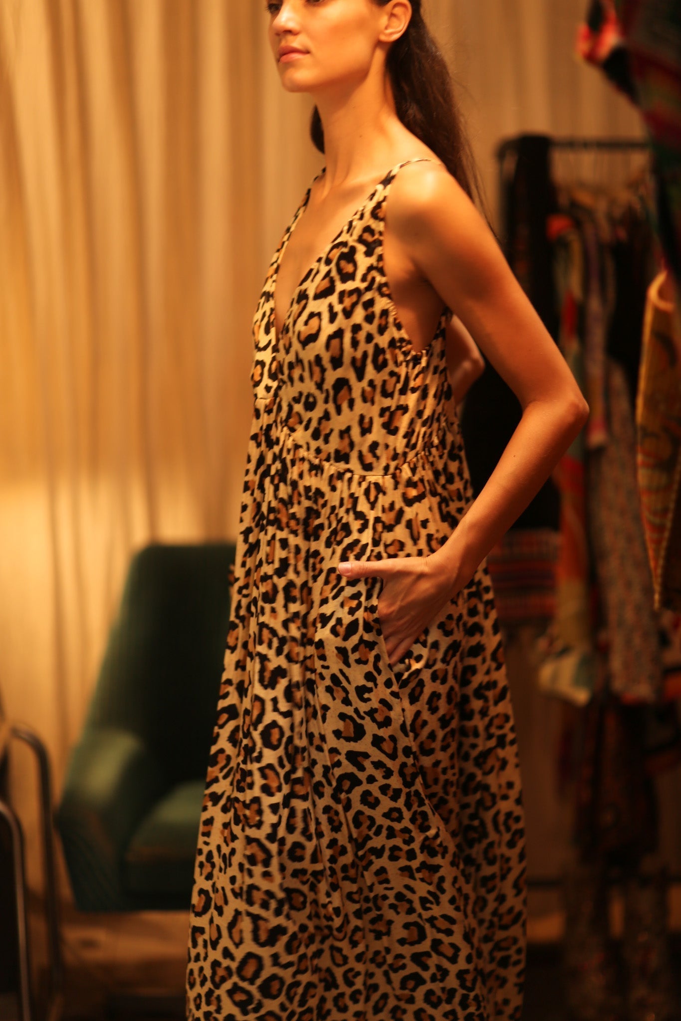 LEO PRINT SILK SHOULDER STRAP DRESS LILY - MOMO STUDIO BERLIN - Berlin Concept Store - sustainable & ethical fashion