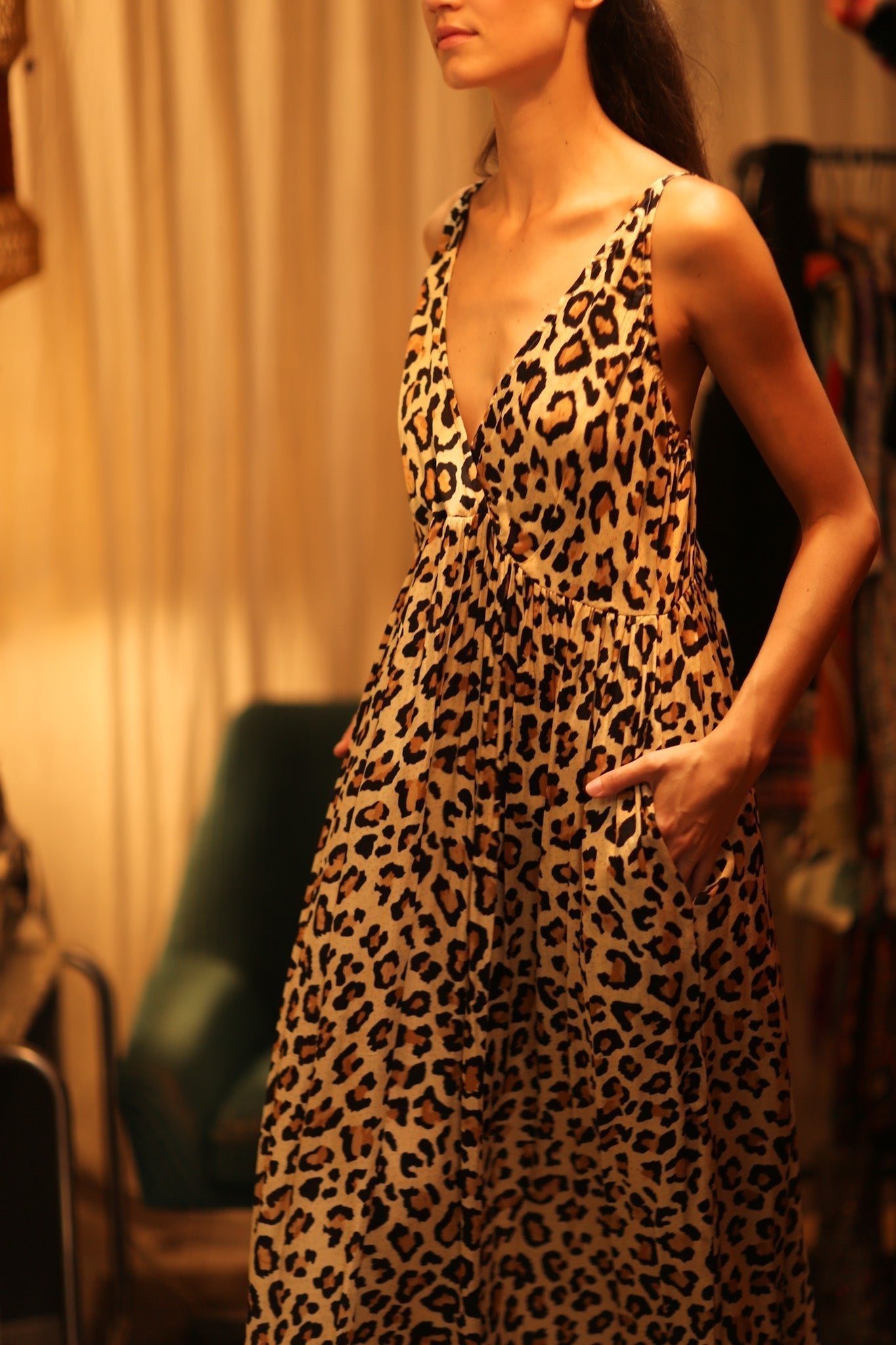 LEO PRINT SILK SHOULDER STRAP DRESS LILY - MOMO STUDIO BERLIN - Berlin Concept Store - sustainable & ethical fashion
