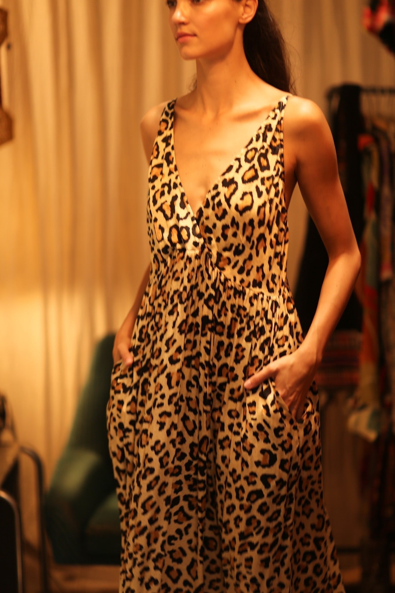 LEO PRINT SILK SHOULDER STRAP DRESS LILY - MOMO STUDIO BERLIN - Berlin Concept Store - sustainable & ethical fashion