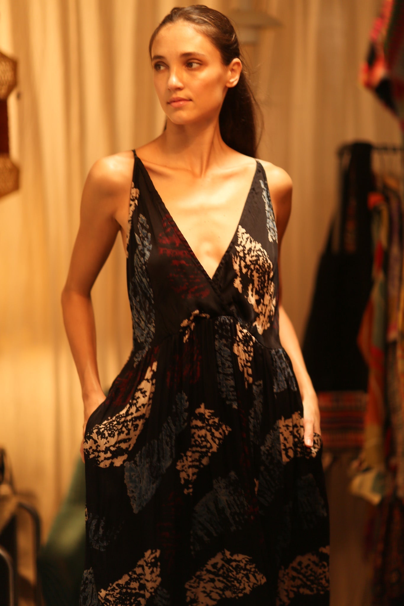 LILY SILK DRESS BLACK PAINTERS - MOMO STUDIO BERLIN - Berlin Concept Store - sustainable & ethical fashion