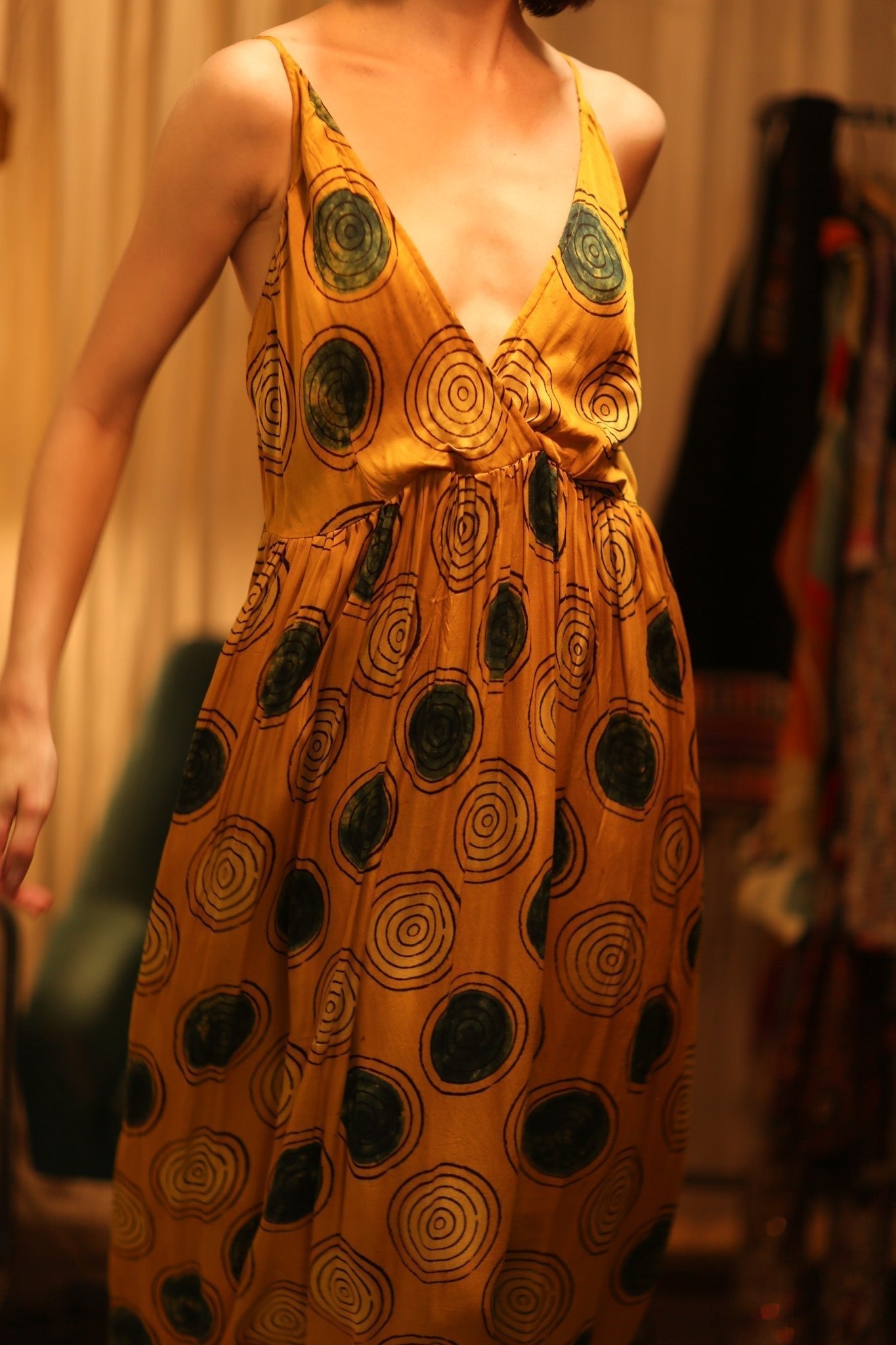 LILY SILK DRESS MUSTARD YO - YO - MOMO STUDIO BERLIN - Berlin Concept Store - sustainable & ethical fashion