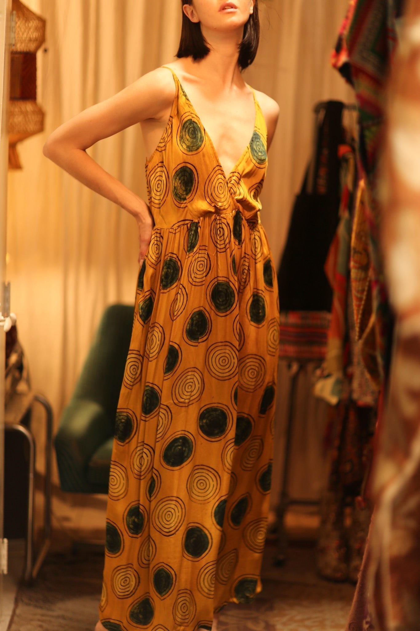 LILY SILK DRESS MUSTARD YO - YO - MOMO STUDIO BERLIN - Berlin Concept Store - sustainable & ethical fashion