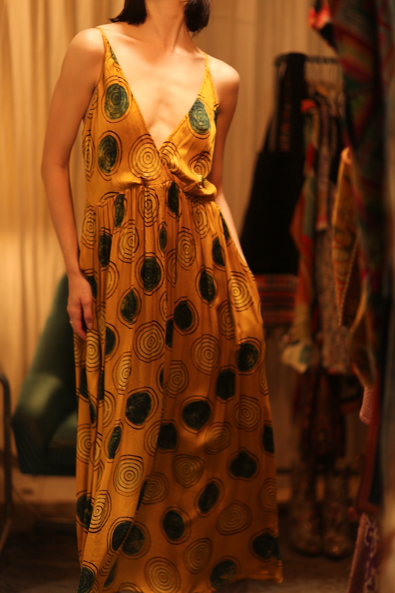 LILY SILK DRESS MUSTARD YO - YO - MOMO STUDIO BERLIN - Berlin Concept Store - sustainable & ethical fashion