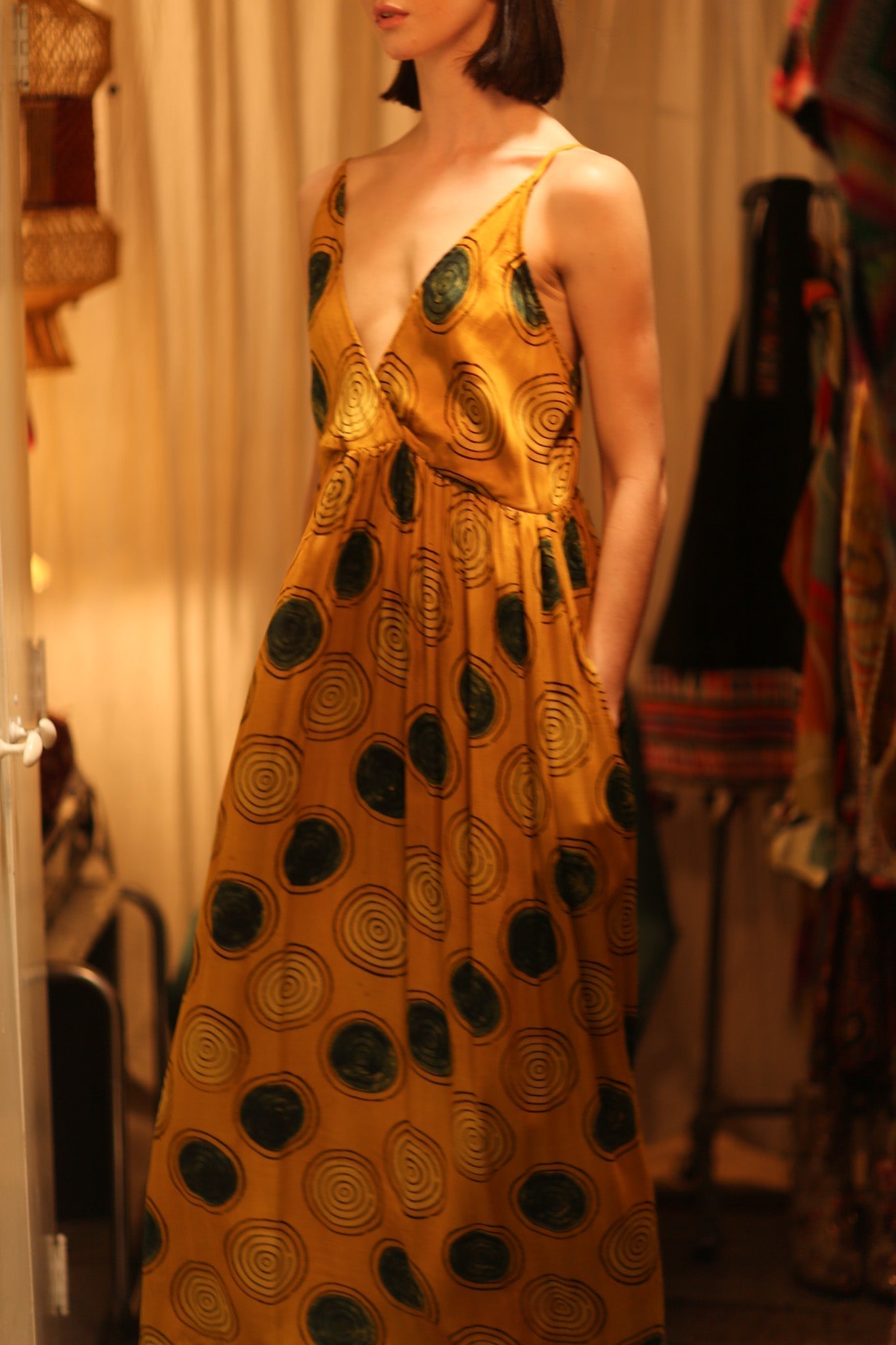 LILY SILK DRESS MUSTARD YO - YO - MOMO STUDIO BERLIN - Berlin Concept Store - sustainable & ethical fashion