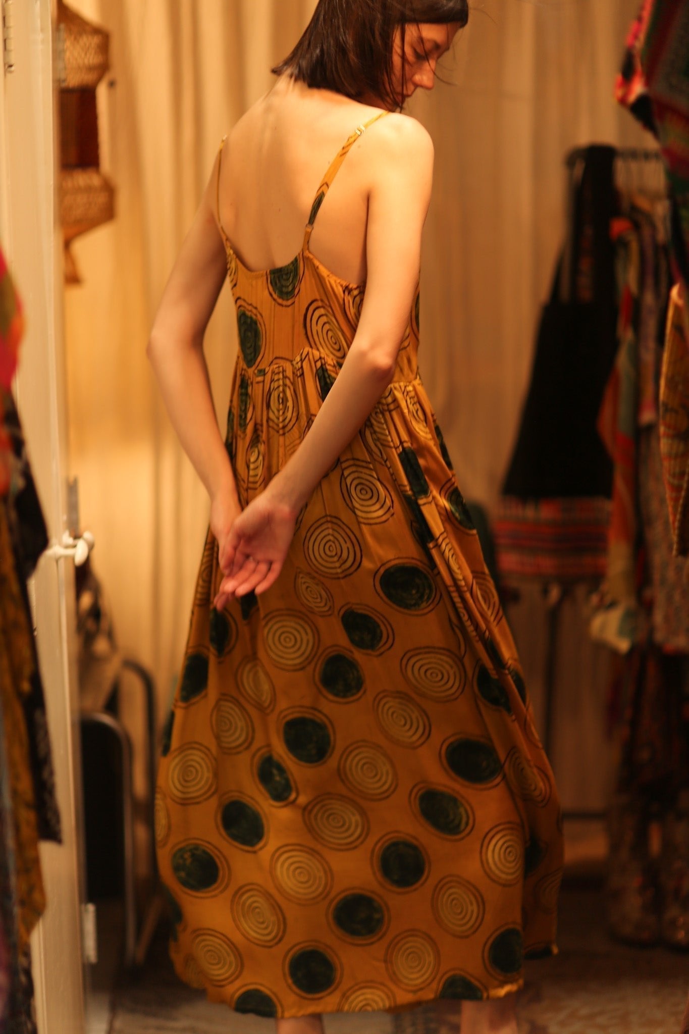LILY SILK DRESS MUSTARD YO - YO - MOMO STUDIO BERLIN - Berlin Concept Store - sustainable & ethical fashion