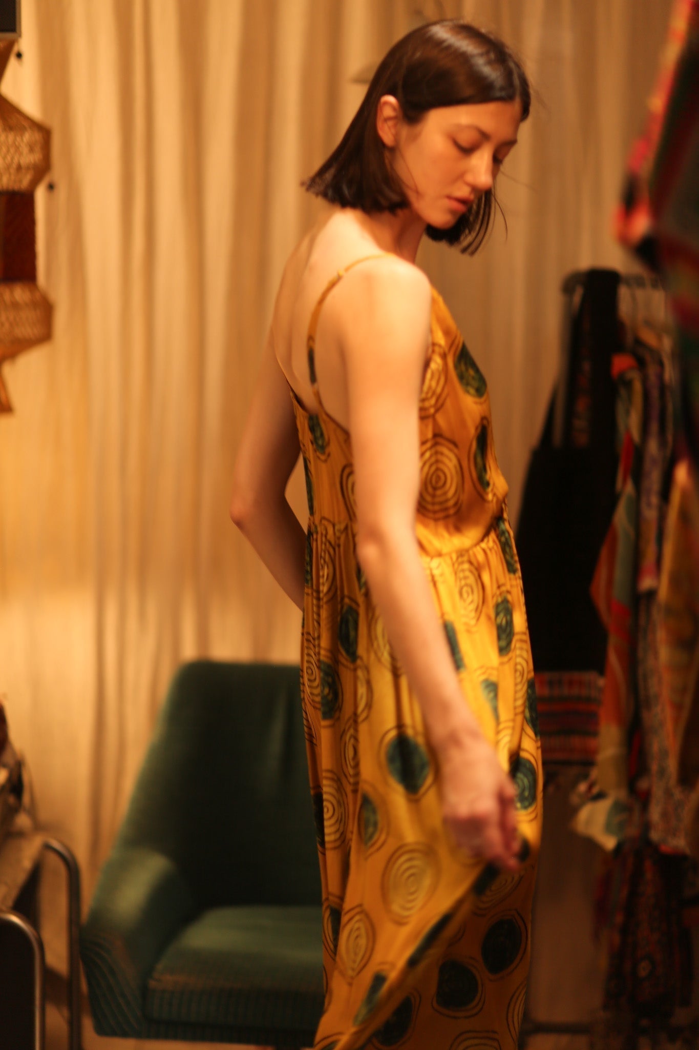 LILY SILK DRESS MUSTARD YO - YO - MOMO STUDIO BERLIN - Berlin Concept Store - sustainable & ethical fashion