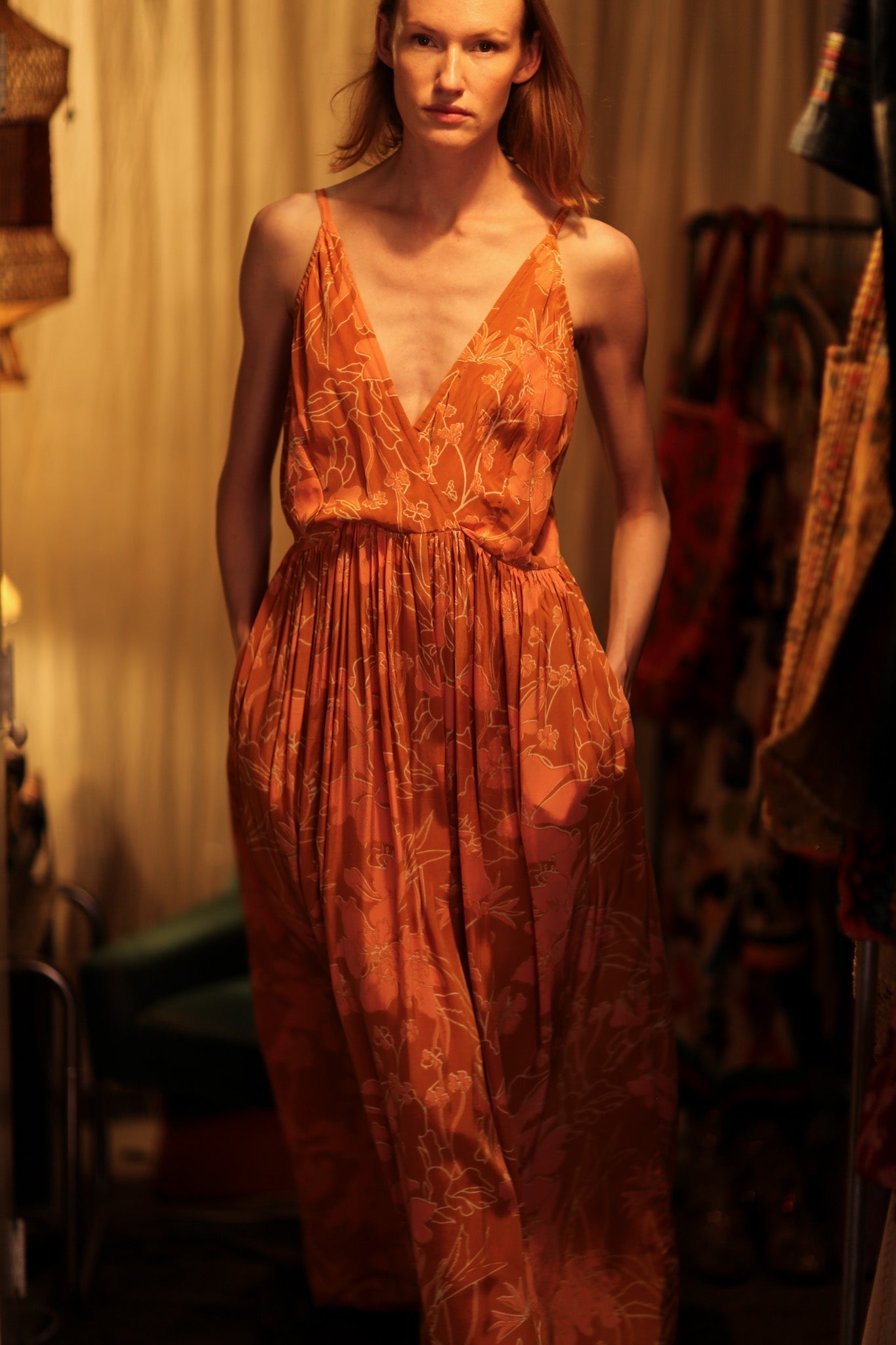 LILY SILK DRESS ORANGE FLOWER - MOMO STUDIO BERLIN - Berlin Concept Store - sustainable & ethical fashion
