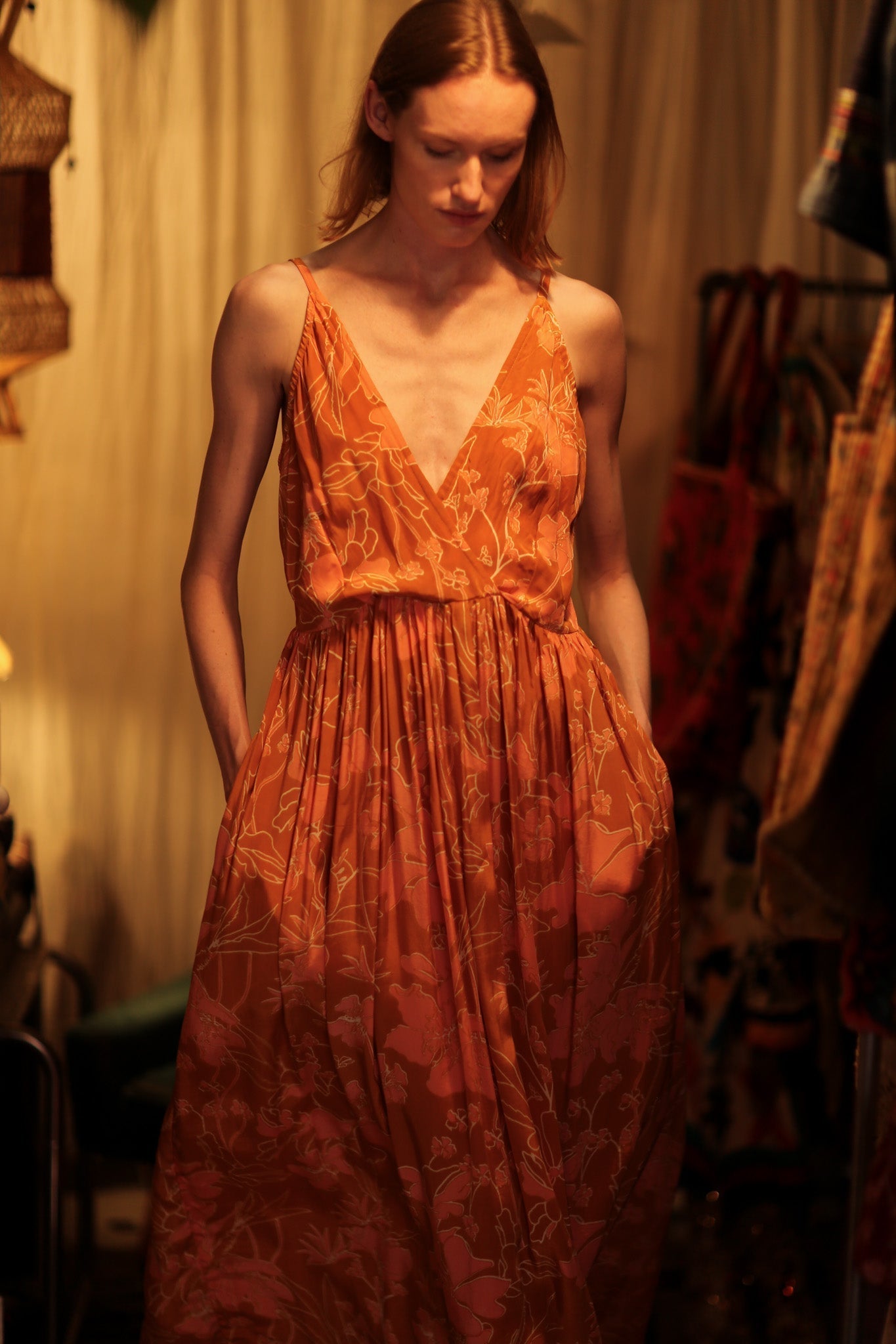 LILY SILK DRESS ORANGE FLOWER - MOMO STUDIO BERLIN - Berlin Concept Store - sustainable & ethical fashion
