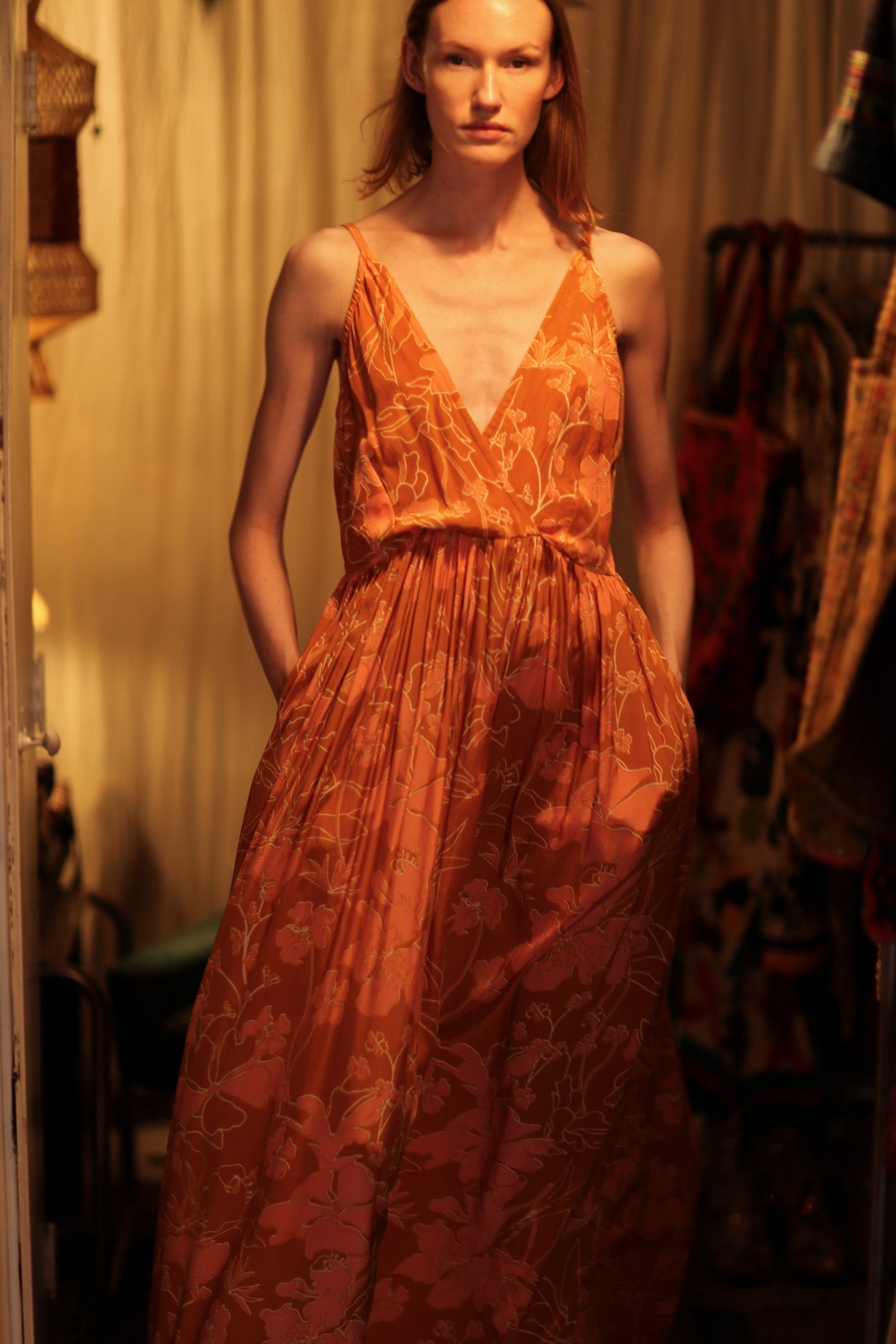 LILY SILK DRESS ORANGE FLOWER - MOMO STUDIO BERLIN - Berlin Concept Store - sustainable & ethical fashion