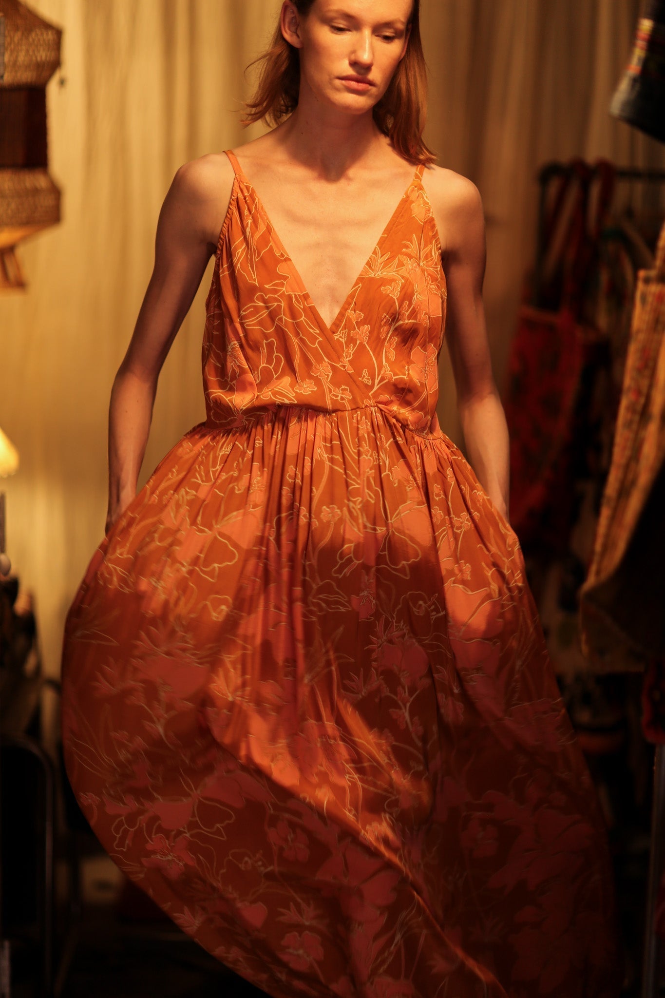 LILY SILK DRESS ORANGE FLOWER - MOMO STUDIO BERLIN - Berlin Concept Store - sustainable & ethical fashion