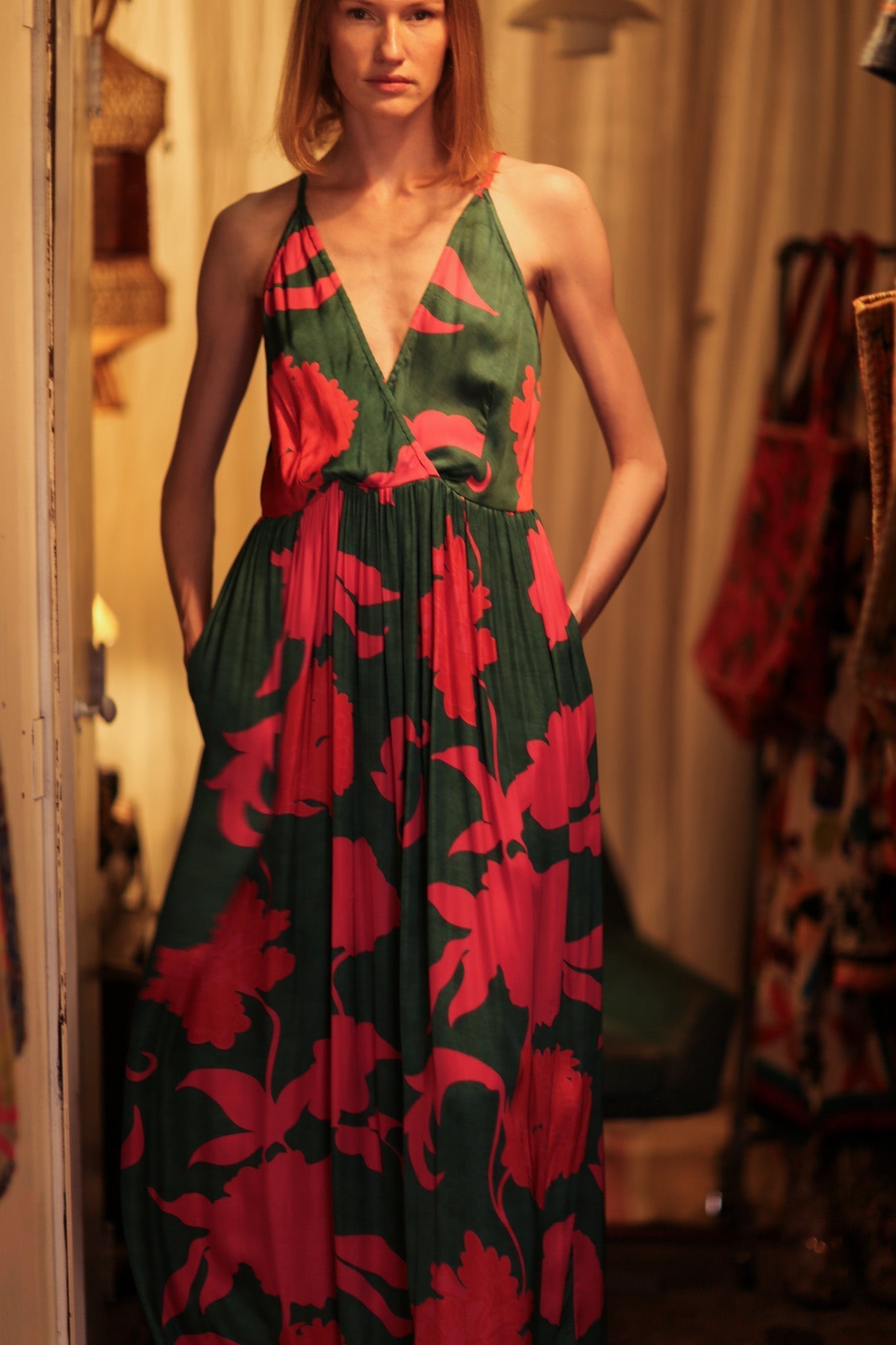 LILY SILK DRESS PINK VINES - MOMO STUDIO BERLIN - Berlin Concept Store - sustainable & ethical fashion