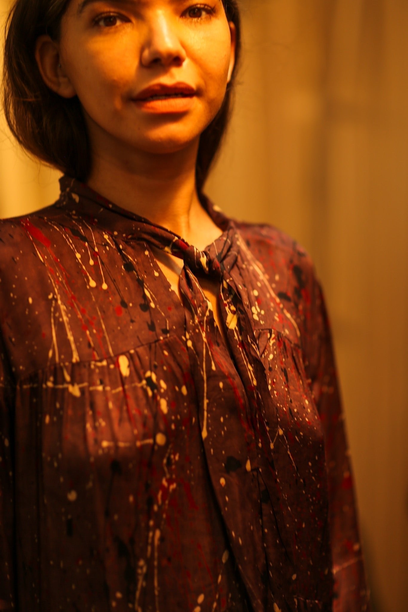 LOA SILK BUTTONED DRESS BURGUNDY POLLOCK - MOMO STUDIO BERLIN - Berlin Concept Store - sustainable & ethical fashion