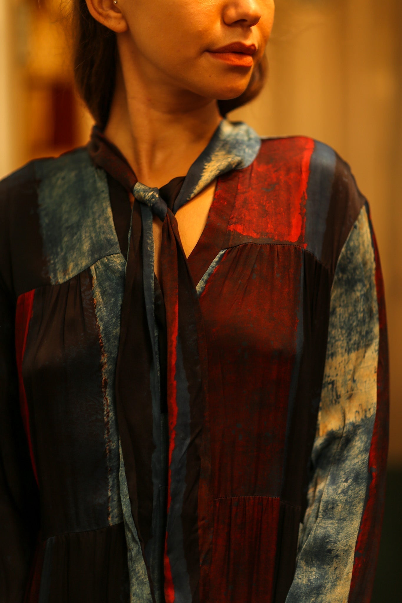 LOA SILK DRESS BLUE BLOCKS - MOMO STUDIO BERLIN - Berlin Concept Store - sustainable & ethical fashion