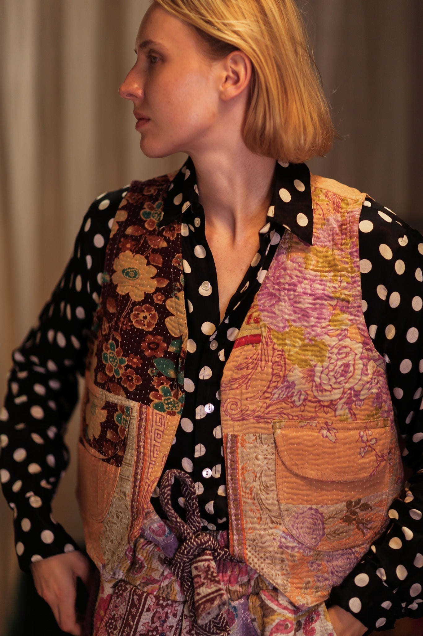 MARLENE PATCHWORK KANTHA GILET PEACH - MOMO STUDIO BERLIN - Berlin Concept Store - sustainable & ethical fashion