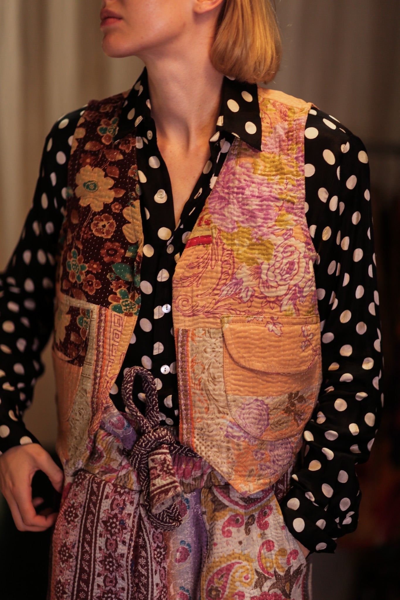 MARLENE PATCHWORK KANTHA GILET PEACH - MOMO STUDIO BERLIN - Berlin Concept Store - sustainable & ethical fashion