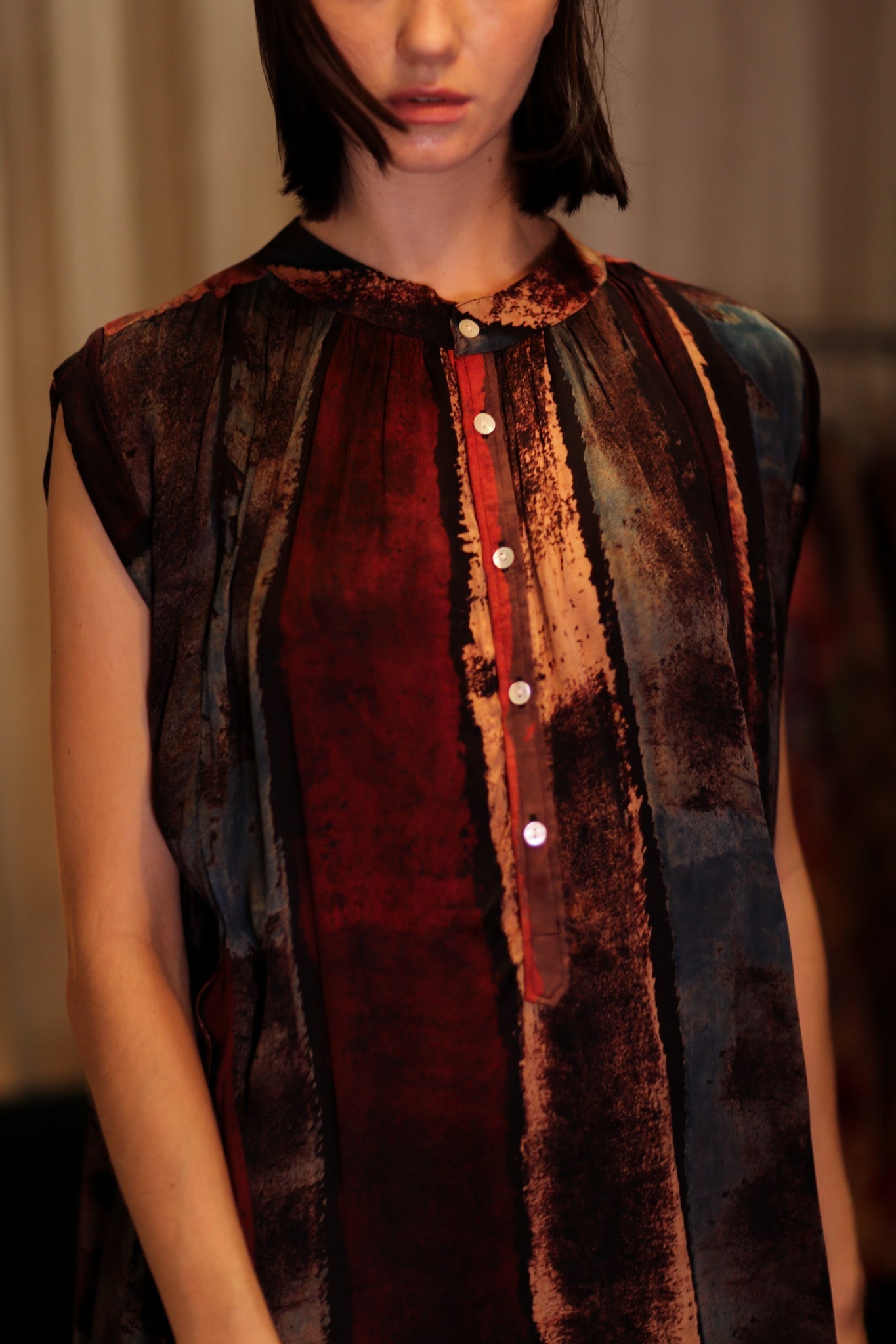 MARY SILK DRESS RED AND BLUE STRIPE - MOMO STUDIO BERLIN - Berlin Concept Store - sustainable & ethical fashion