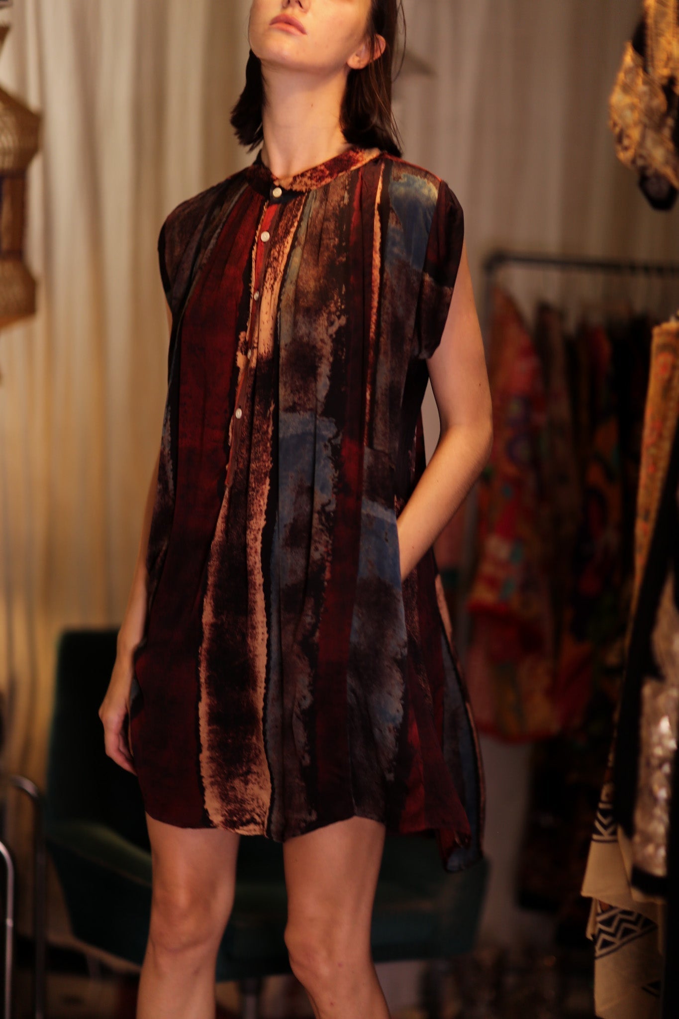 MARY SILK DRESS RED AND BLUE STRIPE - MOMO STUDIO BERLIN - Berlin Concept Store - sustainable & ethical fashion