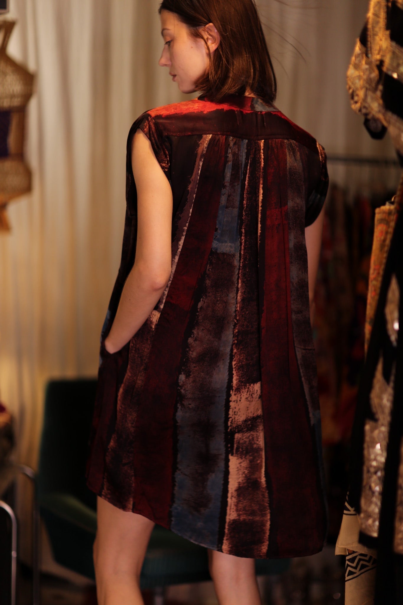 MARY SILK DRESS RED AND BLUE STRIPE - MOMO STUDIO BERLIN - Berlin Concept Store - sustainable & ethical fashion