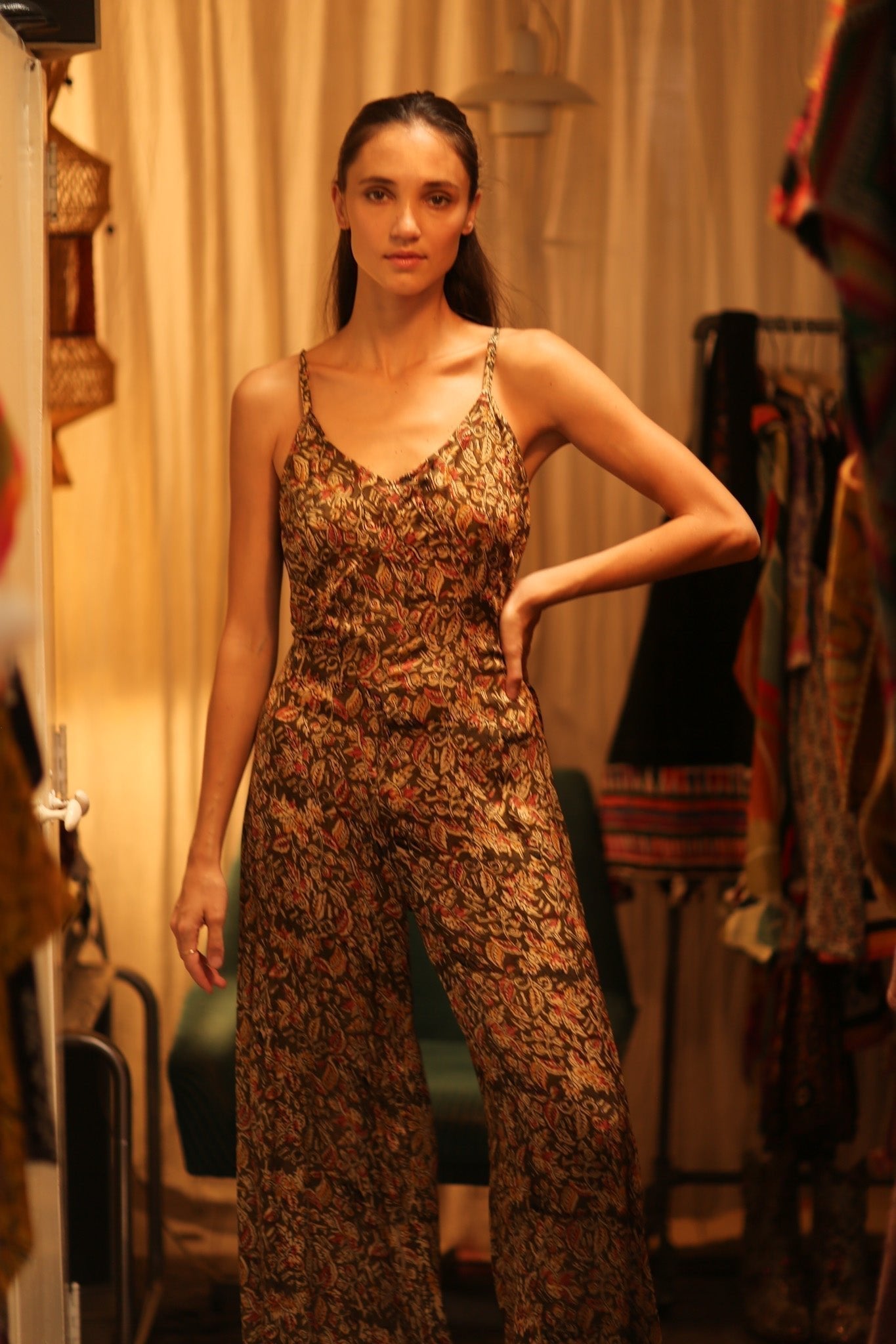NEIS SILK JUMPSUIT CARNIVORE BROWN - MOMO STUDIO BERLIN - Berlin Concept Store - sustainable & ethical fashion