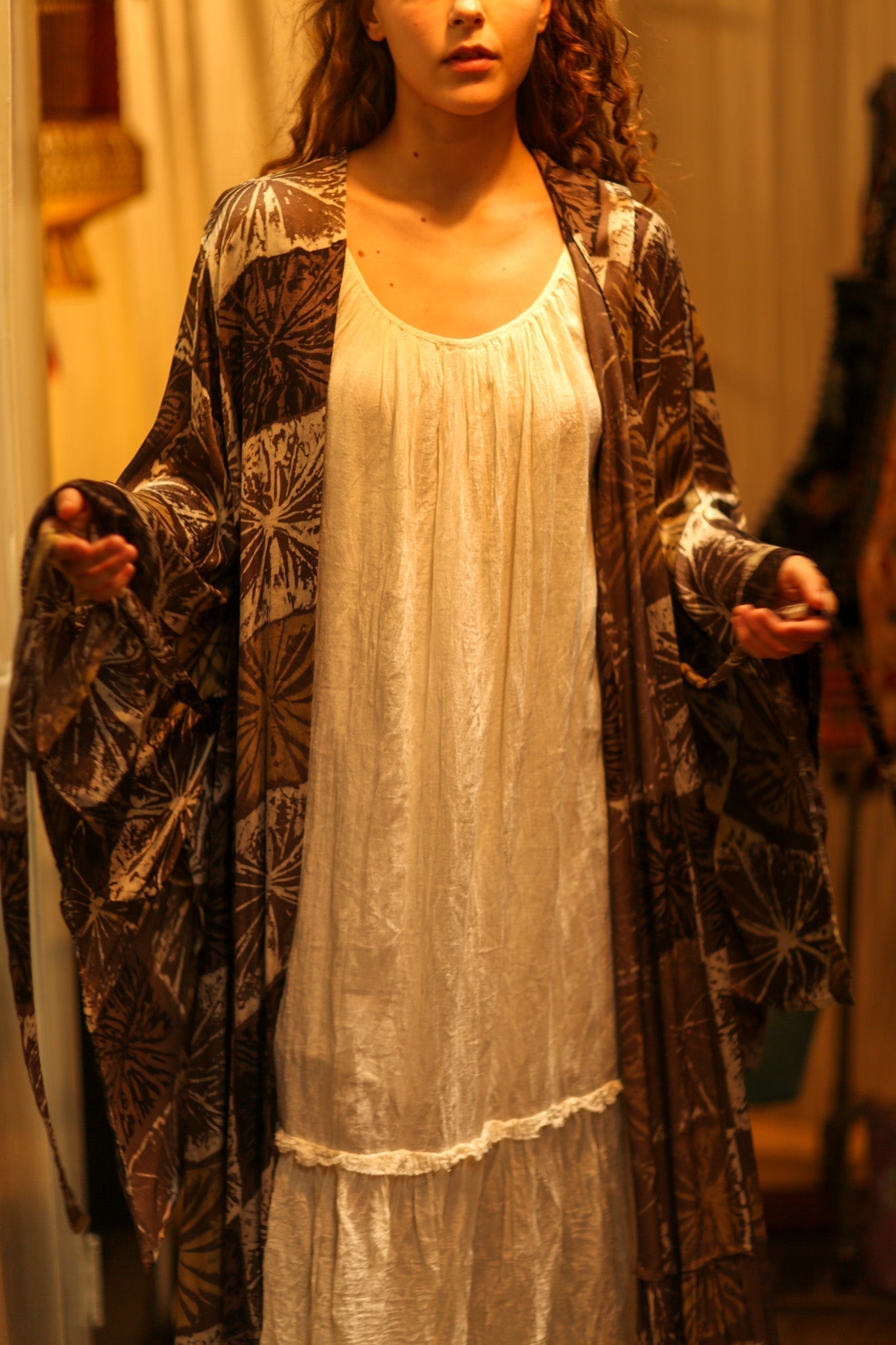 PINA SILK KIMONO ANANAS BROWN - MOMO STUDIO BERLIN - Berlin Concept Store - sustainable & ethical fashion