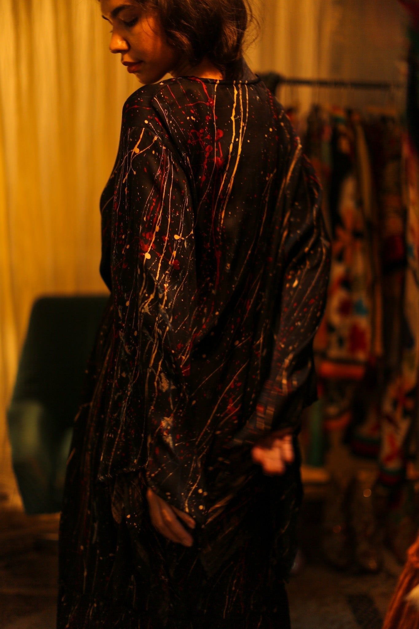 PINA SILK KIMONO BLACK POLLOCK - MOMO STUDIO BERLIN - Berlin Concept Store - sustainable & ethical fashion