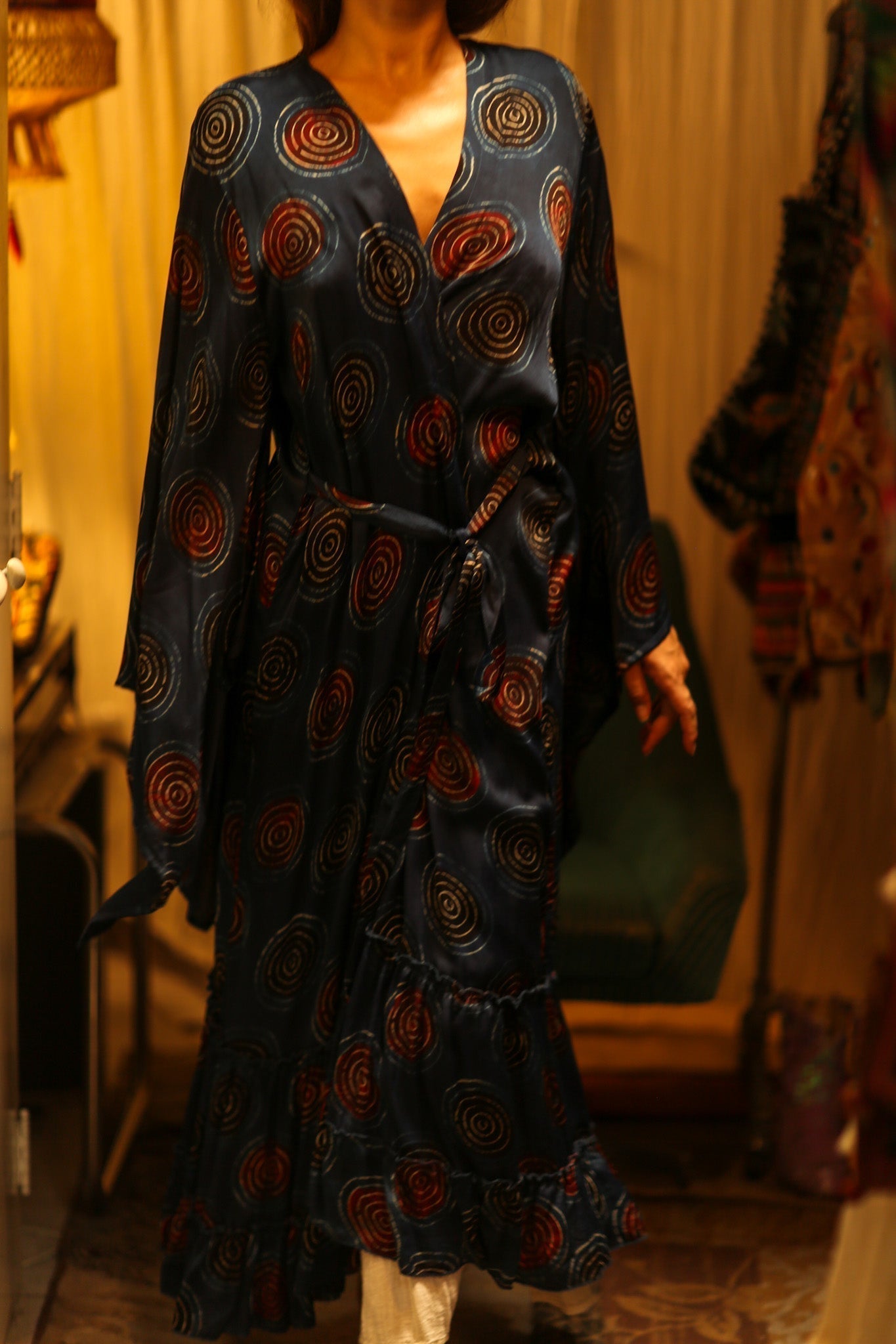 PINA SILK KIMONO BLUE CIRLE - MOMO STUDIO BERLIN - Berlin Concept Store - sustainable & ethical fashion