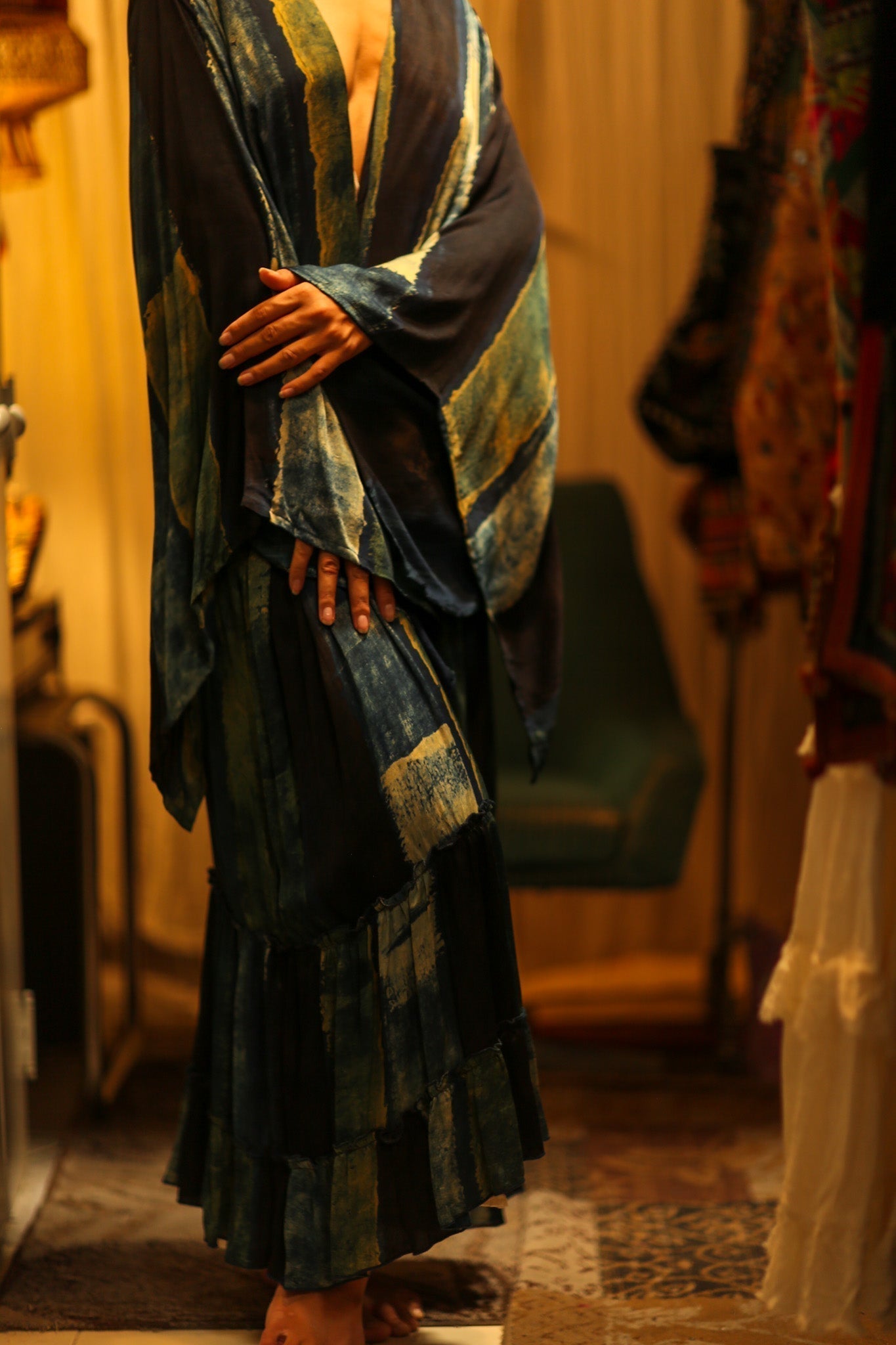 PINA SILK KIMONO BLUE STRIPE - MOMO STUDIO BERLIN - Berlin Concept Store - sustainable & ethical fashion