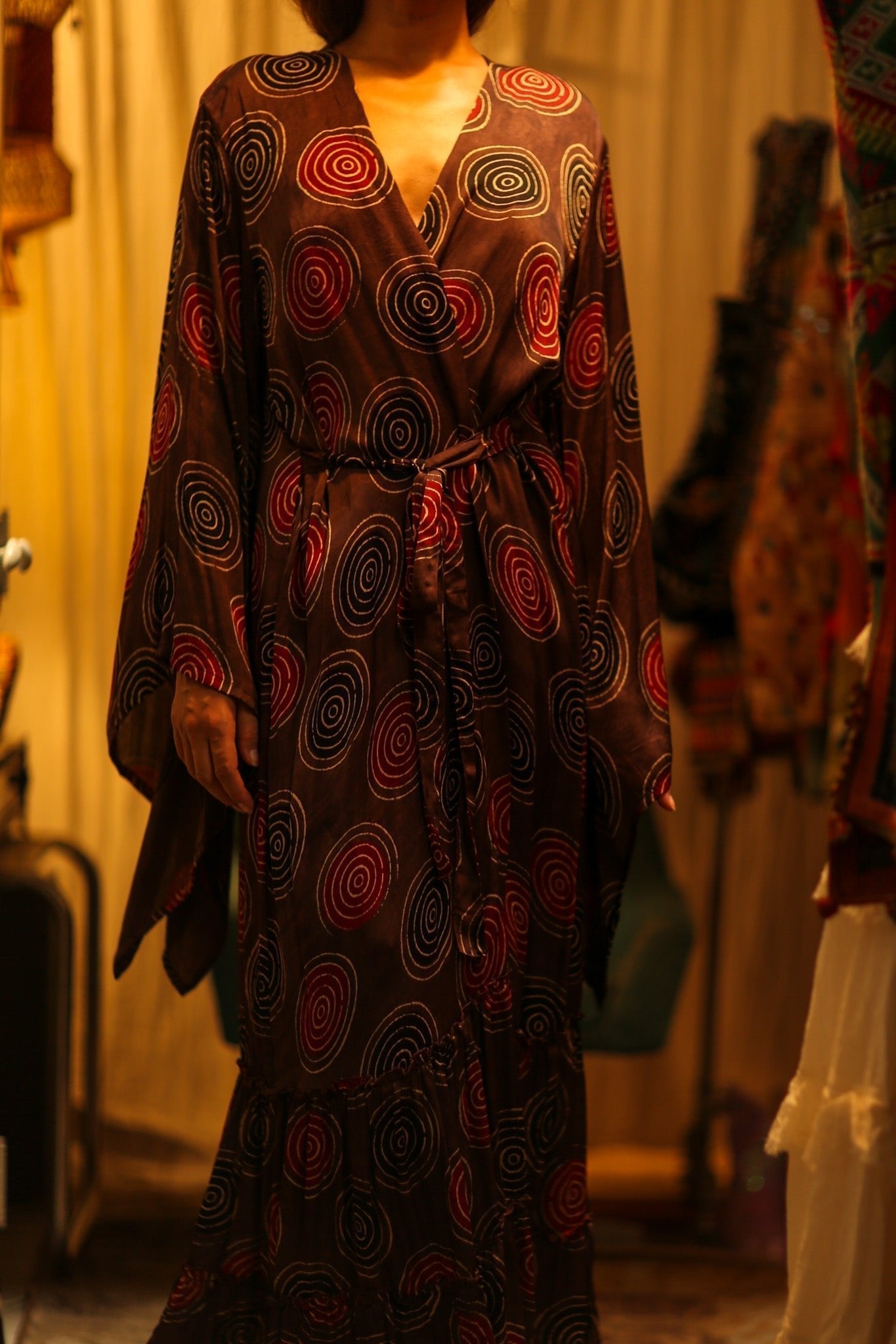 PINA SILK KIMONO BURGUNDY CIRCLE - MOMO STUDIO BERLIN - Berlin Concept Store - sustainable & ethical fashion