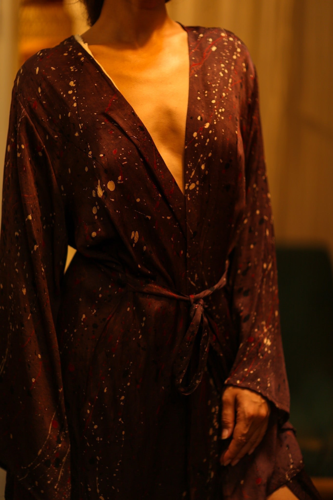 PINA SILK KIMONO BURGUNDY POLLOCK - MOMO STUDIO BERLIN - Berlin Concept Store - sustainable & ethical fashion