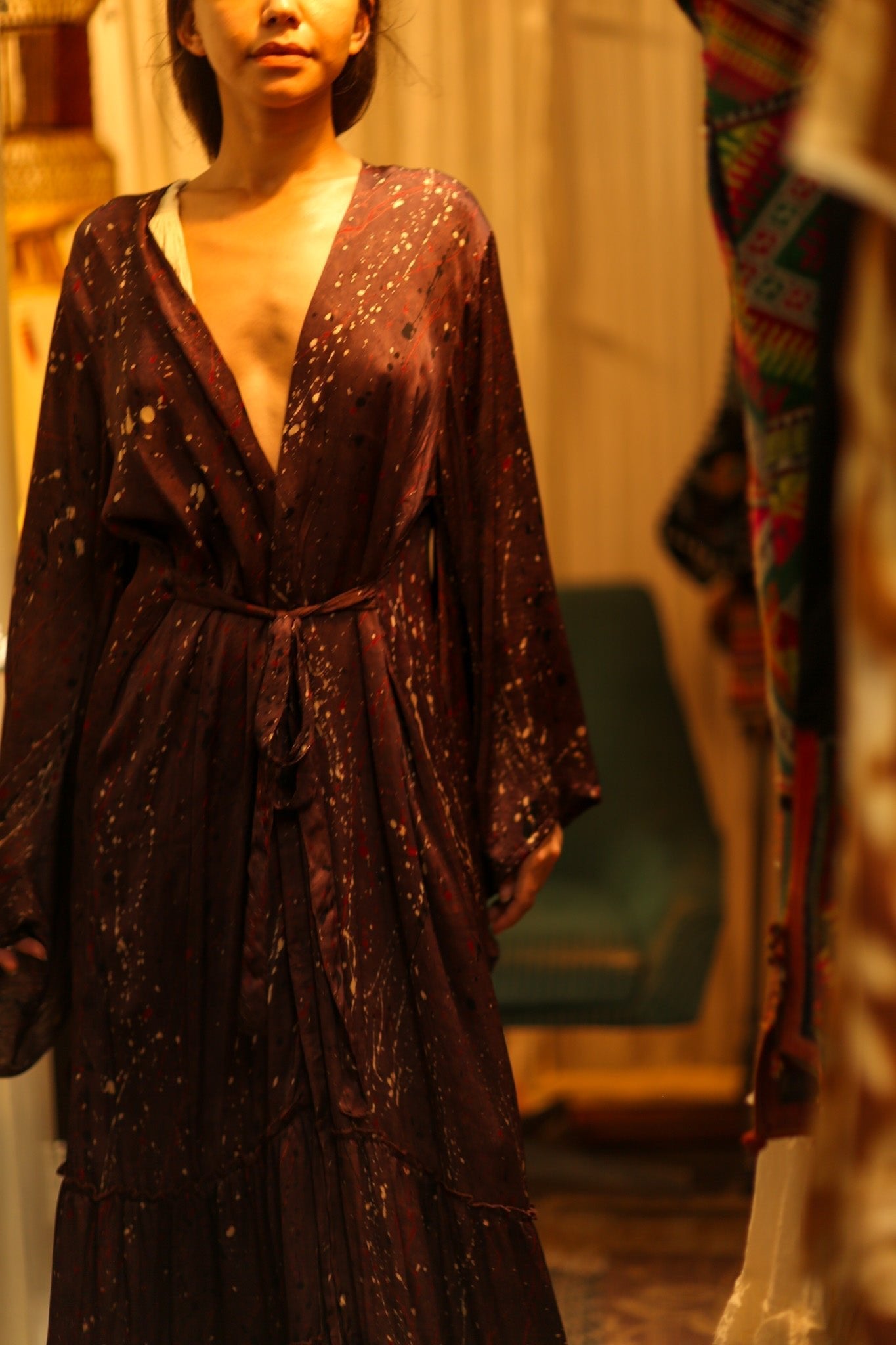 PINA SILK KIMONO BURGUNDY POLLOCK - MOMO STUDIO BERLIN - Berlin Concept Store - sustainable & ethical fashion