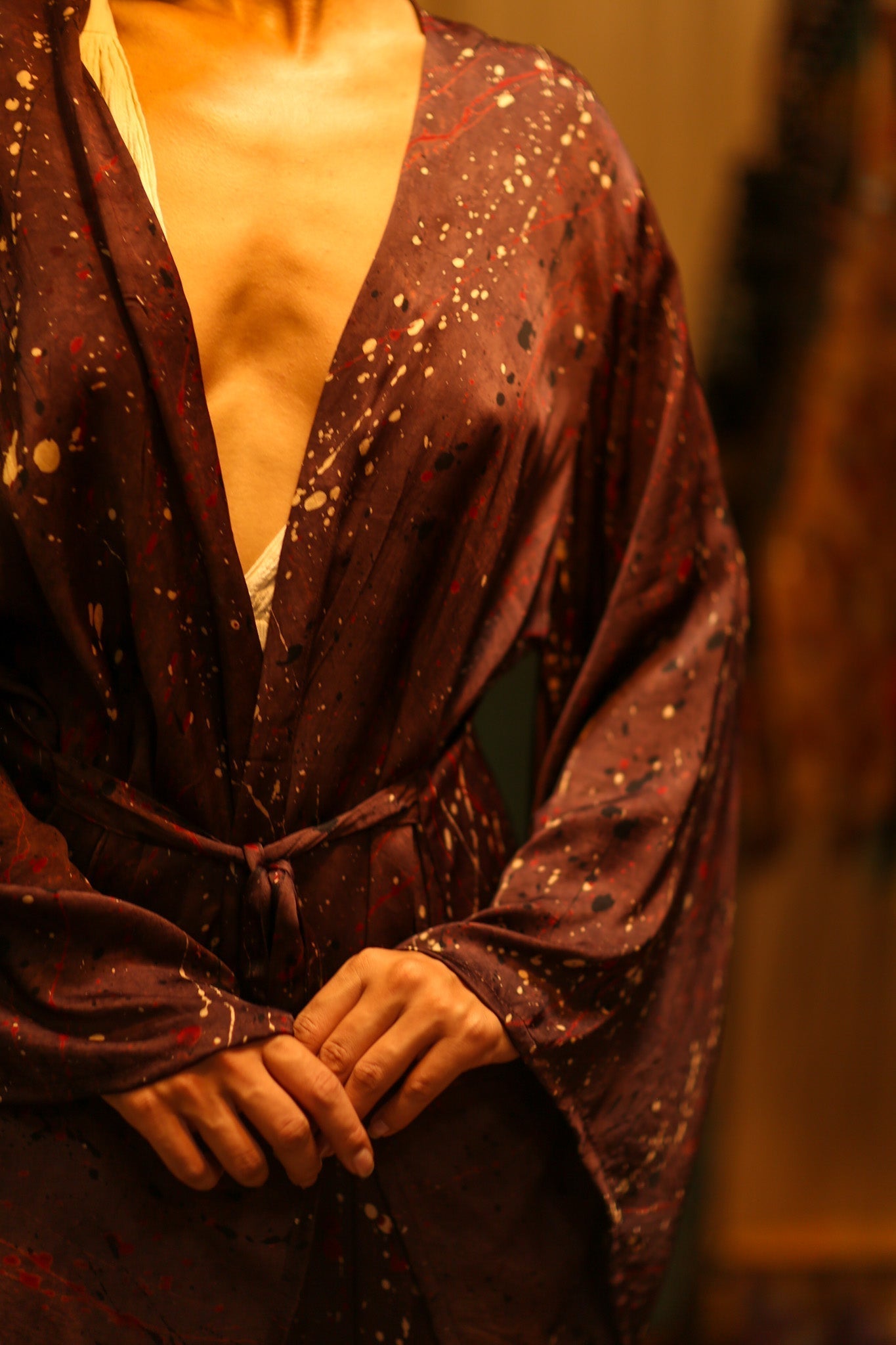 PINA SILK KIMONO BURGUNDY POLLOCK - MOMO STUDIO BERLIN - Berlin Concept Store - sustainable & ethical fashion