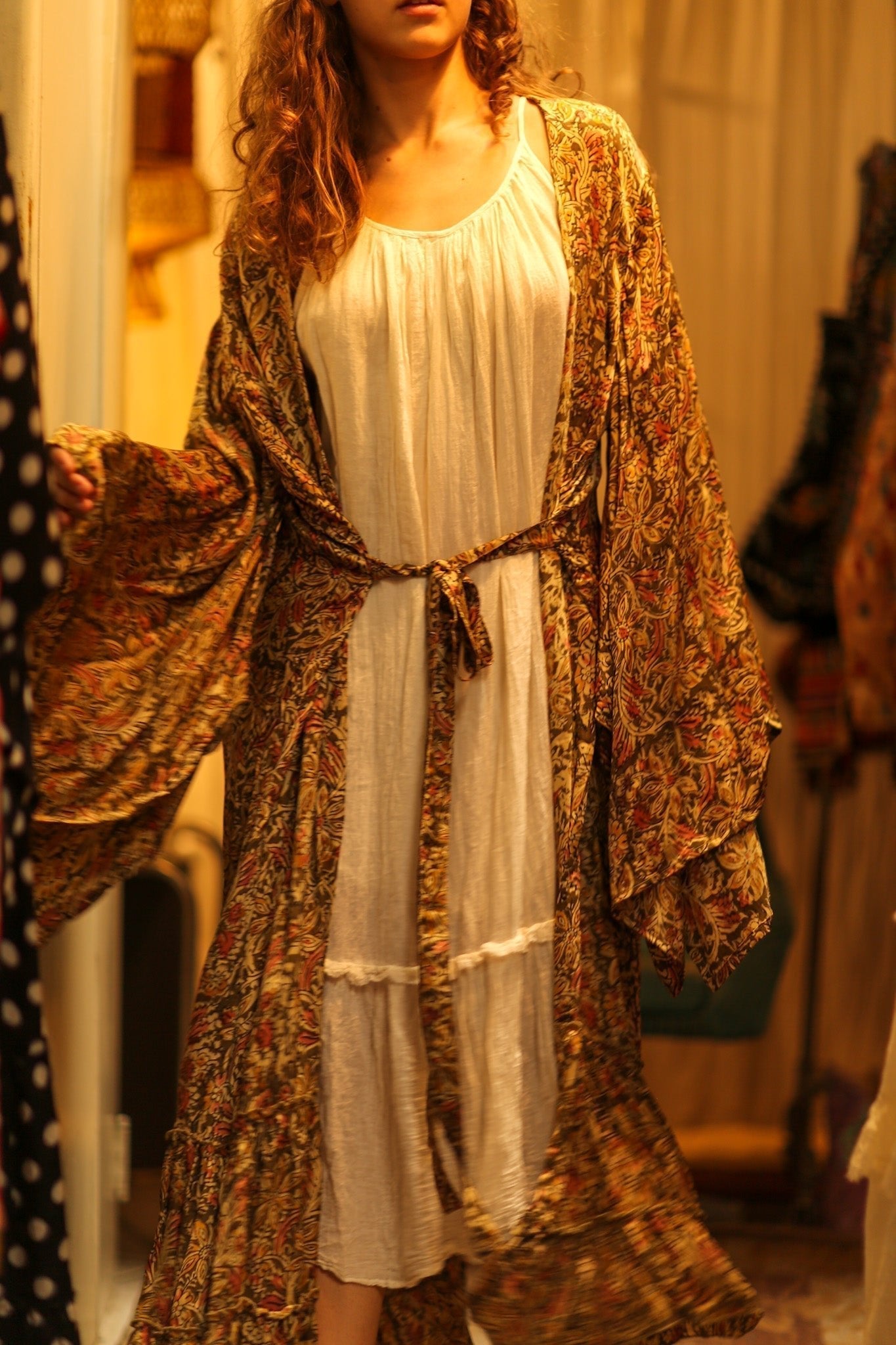 PINA SILK KIMONO GARDEN OLIVE GREEN - MOMO STUDIO BERLIN - Berlin Concept Store - sustainable & ethical fashion
