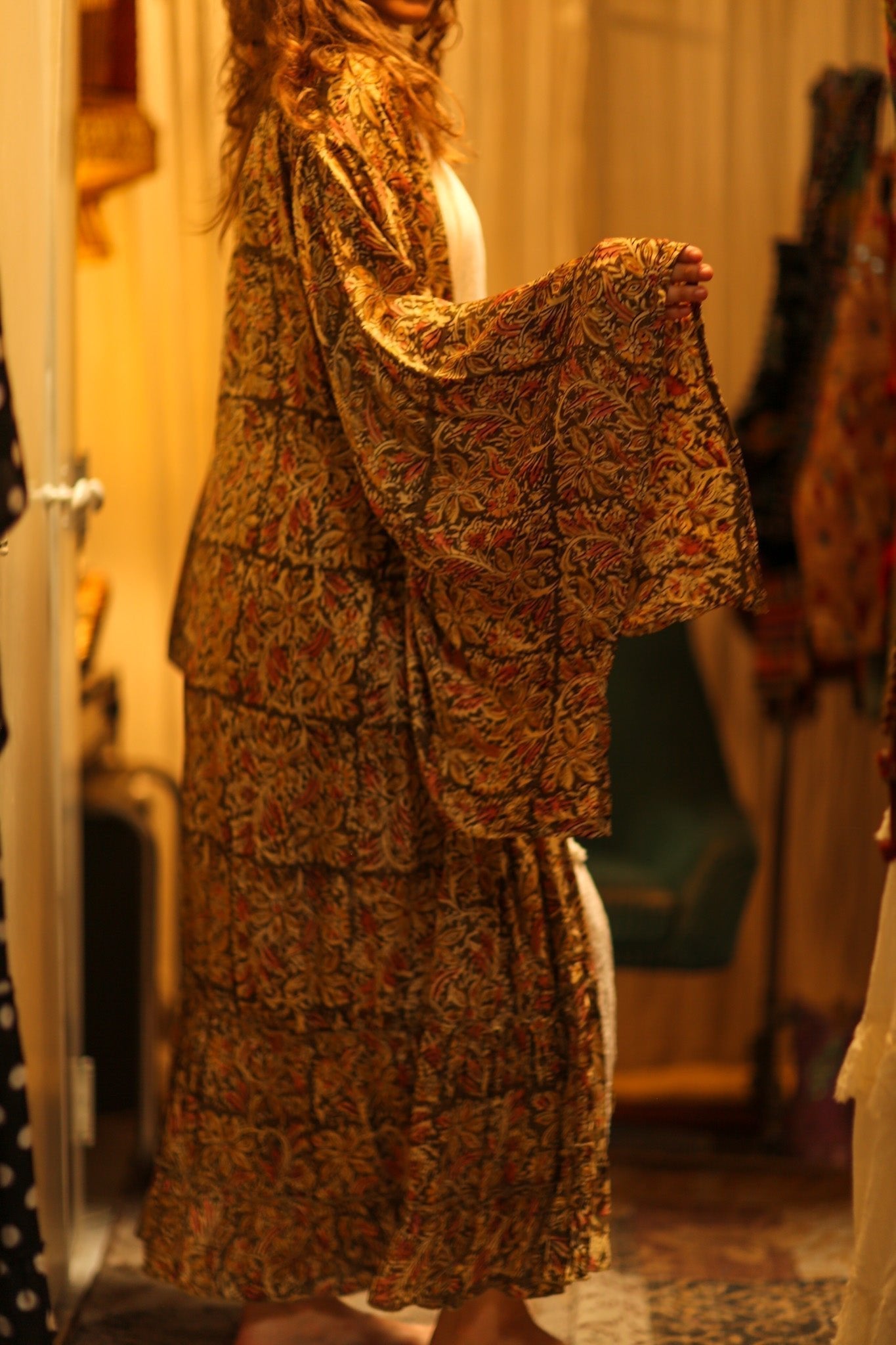 PINA SILK KIMONO GARDEN OLIVE GREEN - MOMO STUDIO BERLIN - Berlin Concept Store - sustainable & ethical fashion