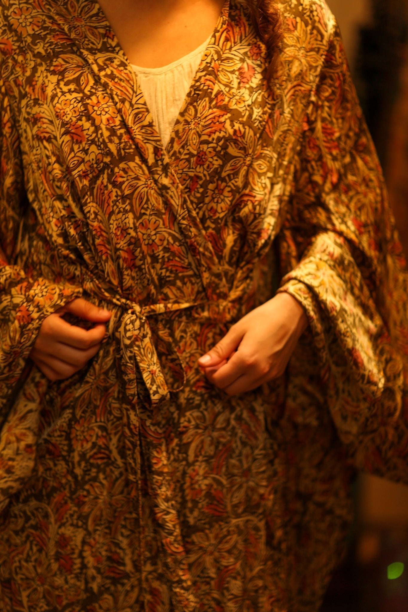 PINA SILK KIMONO GARDEN OLIVE GREEN - MOMO STUDIO BERLIN - Berlin Concept Store - sustainable & ethical fashion