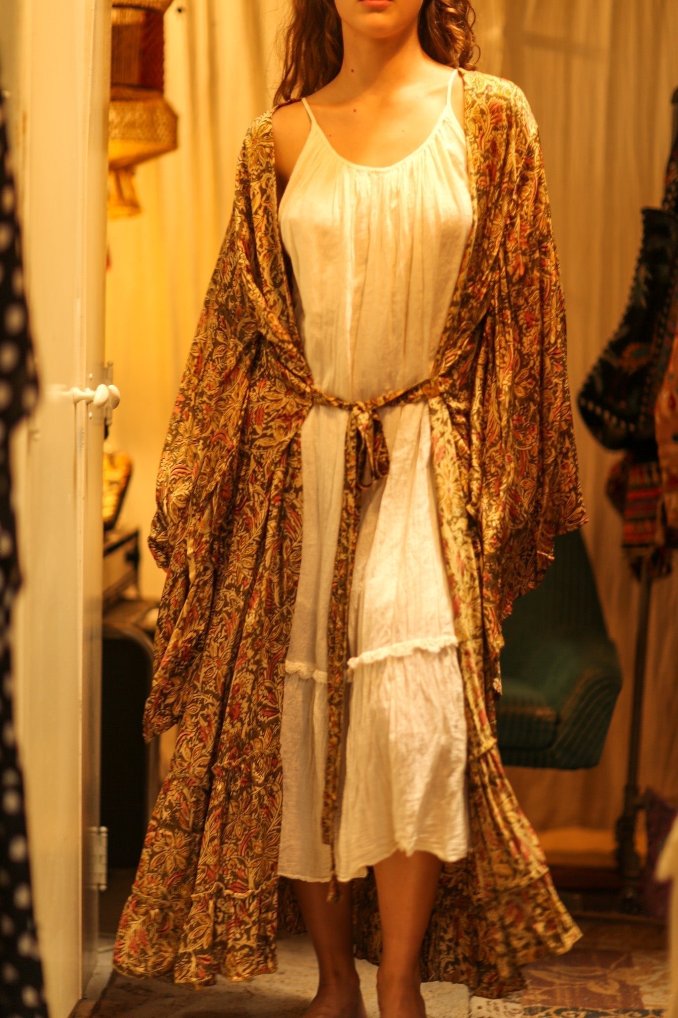 PINA SILK KIMONO GARDEN OLIVE GREEN - MOMO STUDIO BERLIN - Berlin Concept Store - sustainable & ethical fashion