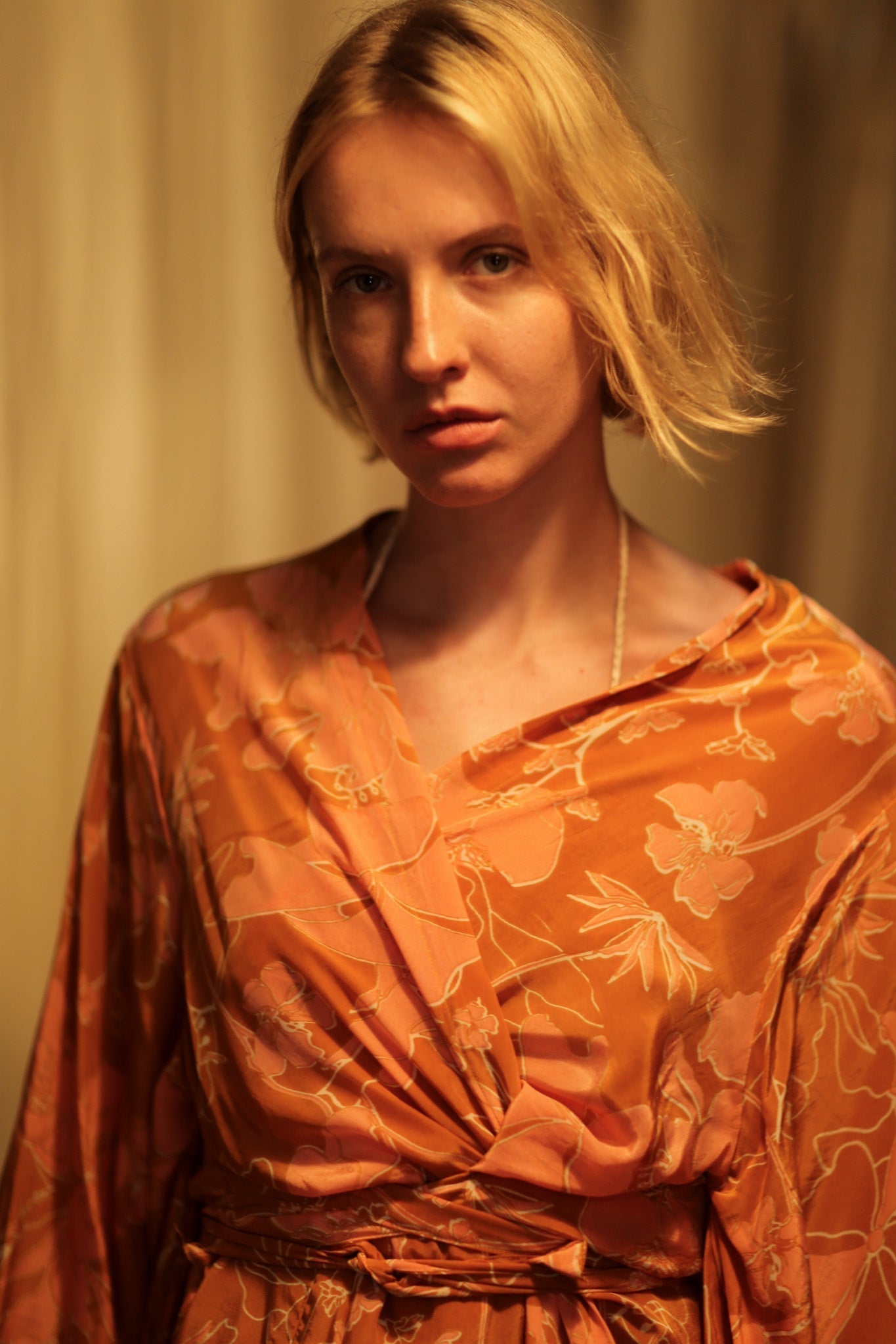 PINA SILK KIMONO ORANGE FLOWER - MOMO STUDIO BERLIN - Berlin Concept Store - sustainable & ethical fashion
