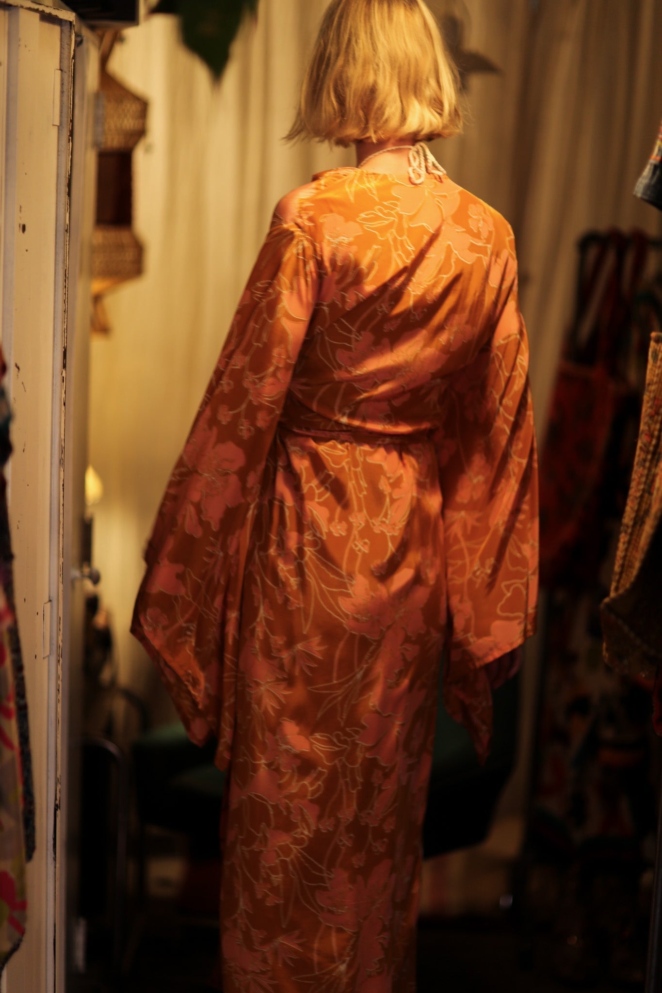 PINA SILK KIMONO ORANGE FLOWER - MOMO STUDIO BERLIN - Berlin Concept Store - sustainable & ethical fashion