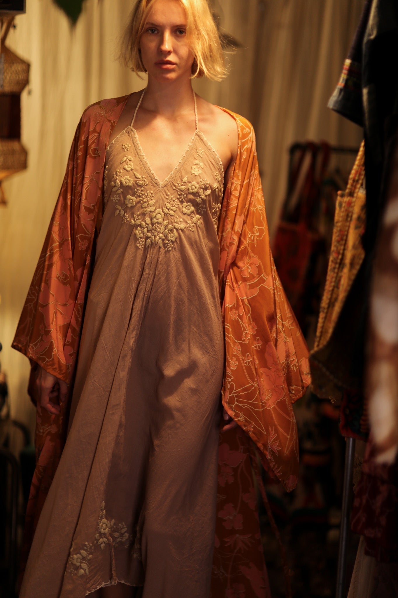 PINA SILK KIMONO ORANGE FLOWER - MOMO STUDIO BERLIN - Berlin Concept Store - sustainable & ethical fashion