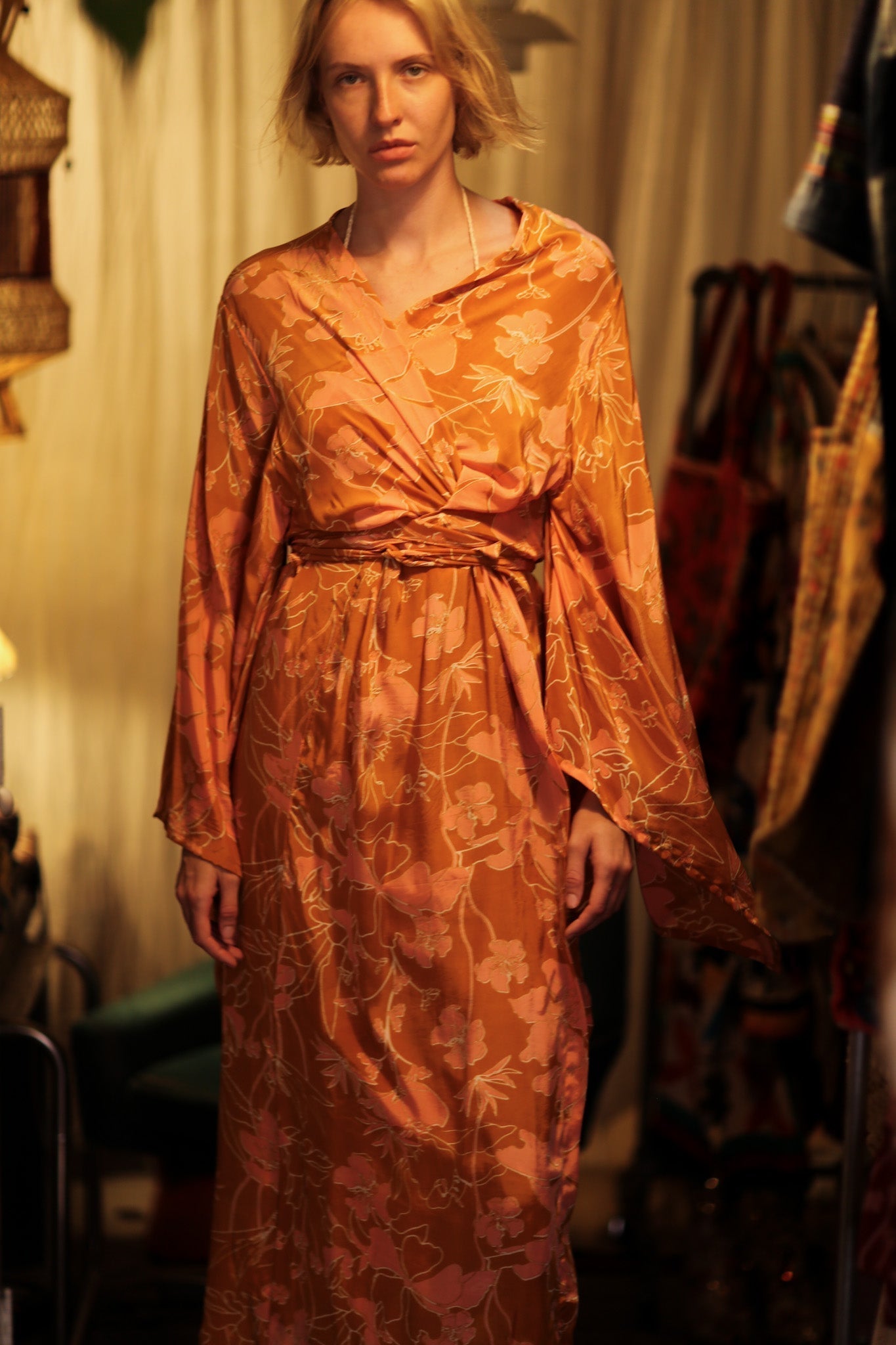 PINA SILK KIMONO ORANGE FLOWER - MOMO STUDIO BERLIN - Berlin Concept Store - sustainable & ethical fashion