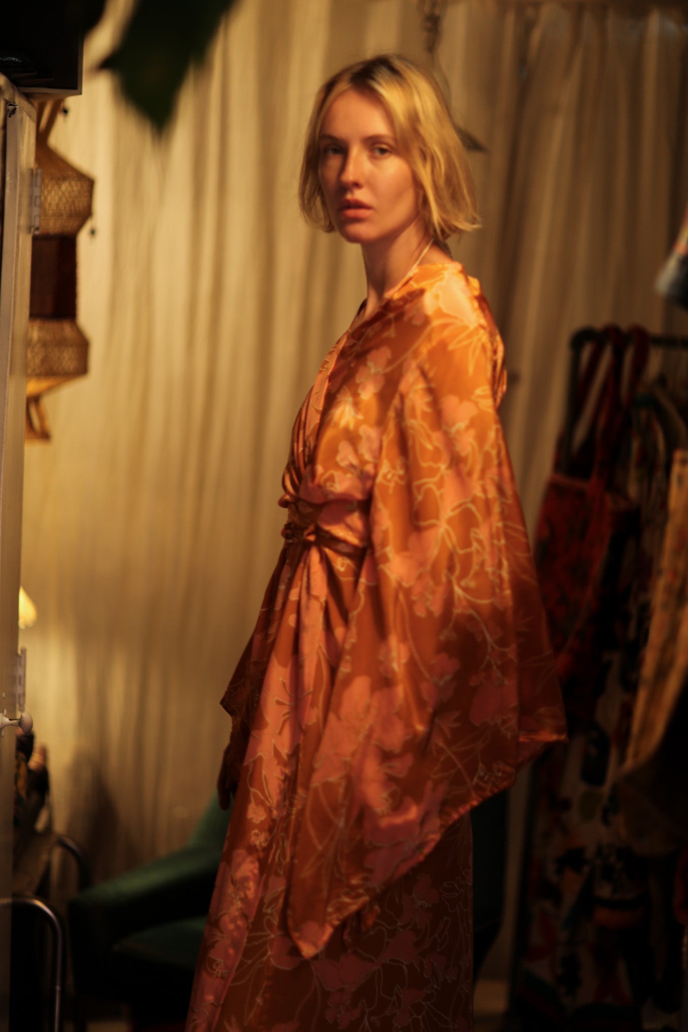 PINA SILK KIMONO ORANGE FLOWER - MOMO STUDIO BERLIN - Berlin Concept Store - sustainable & ethical fashion