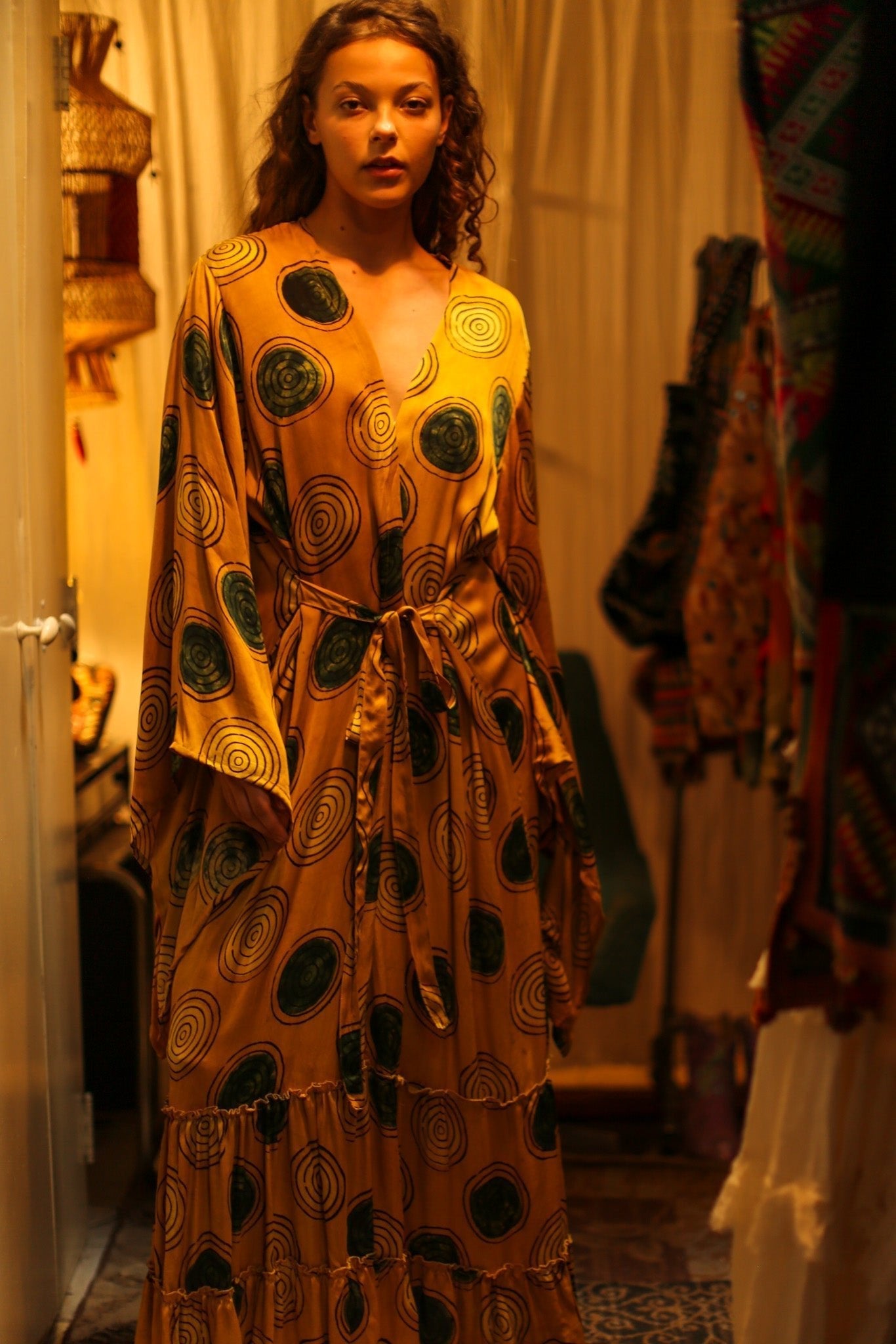 PINA SILK KIMONO YELLOW CIRCLE - MOMO STUDIO BERLIN - Berlin Concept Store - sustainable & ethical fashion