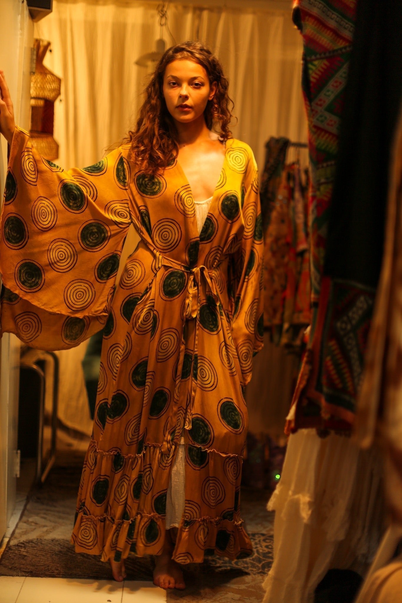 PINA SILK KIMONO YELLOW CIRCLE - MOMO STUDIO BERLIN - Berlin Concept Store - sustainable & ethical fashion