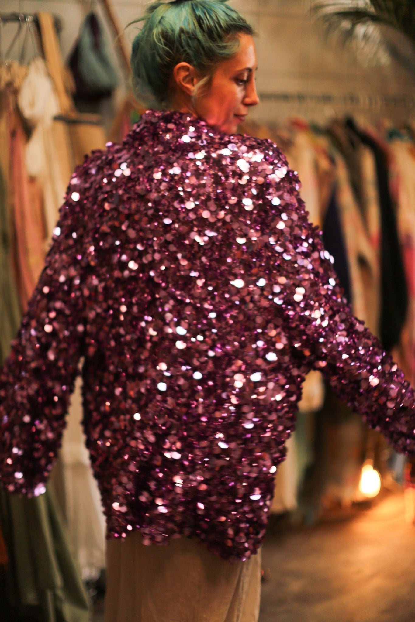 PURPLE SEQUIN EMBROIDERED KIMONO - MOMO STUDIO BERLIN - Berlin Concept Store - sustainable & ethical fashion