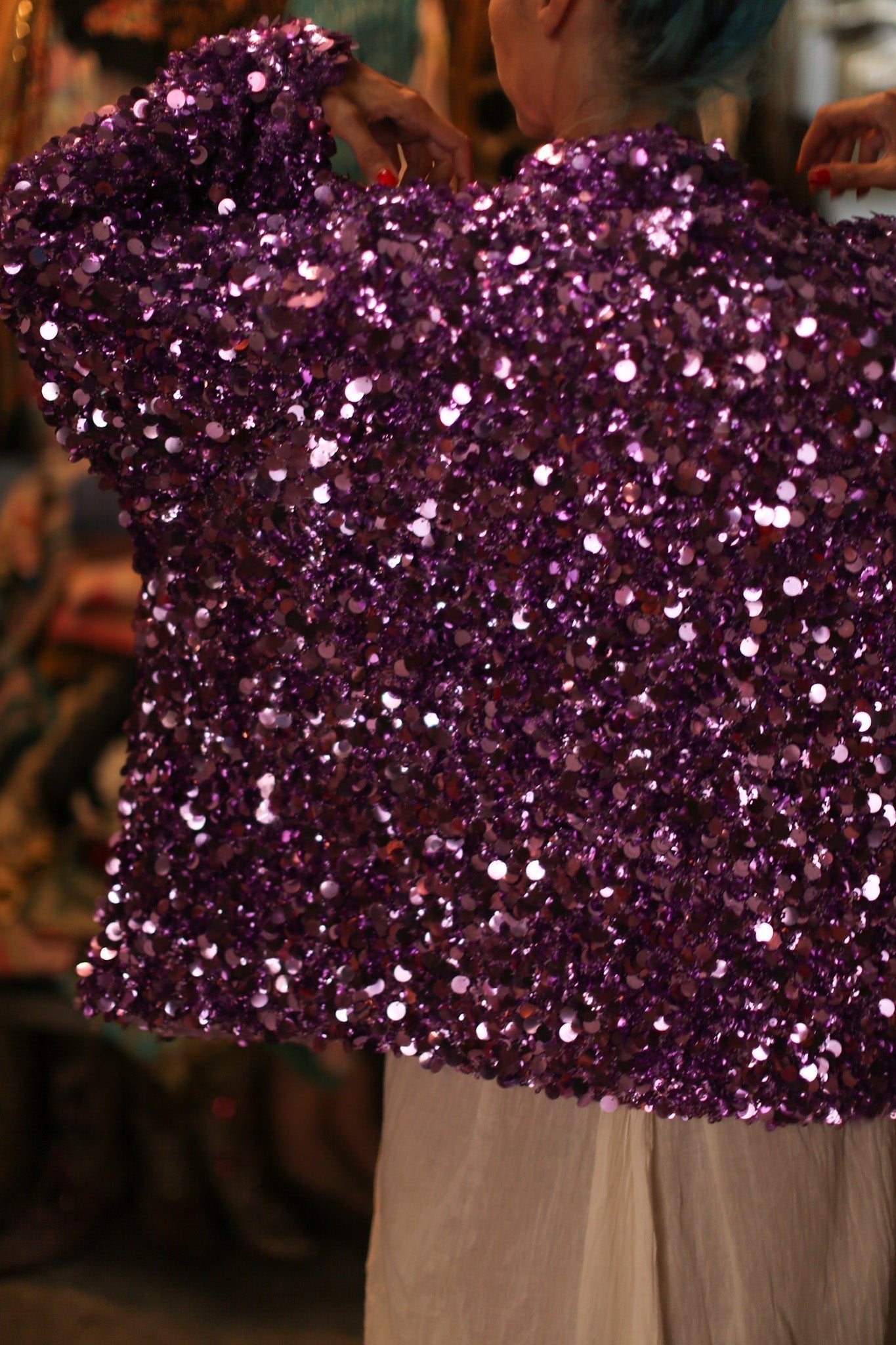PURPLE SEQUIN EMBROIDERED KIMONO - MOMO STUDIO BERLIN - Berlin Concept Store - sustainable & ethical fashion
