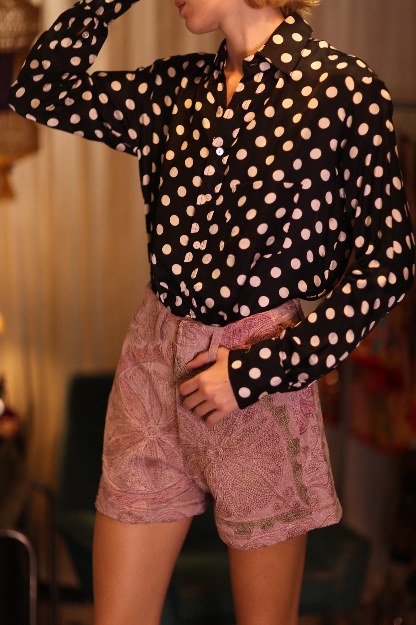 RAYA EMBROIDERED SHORTS PINK DREAMS - MOMO STUDIO BERLIN - Berlin Concept Store - sustainable & ethical fashion