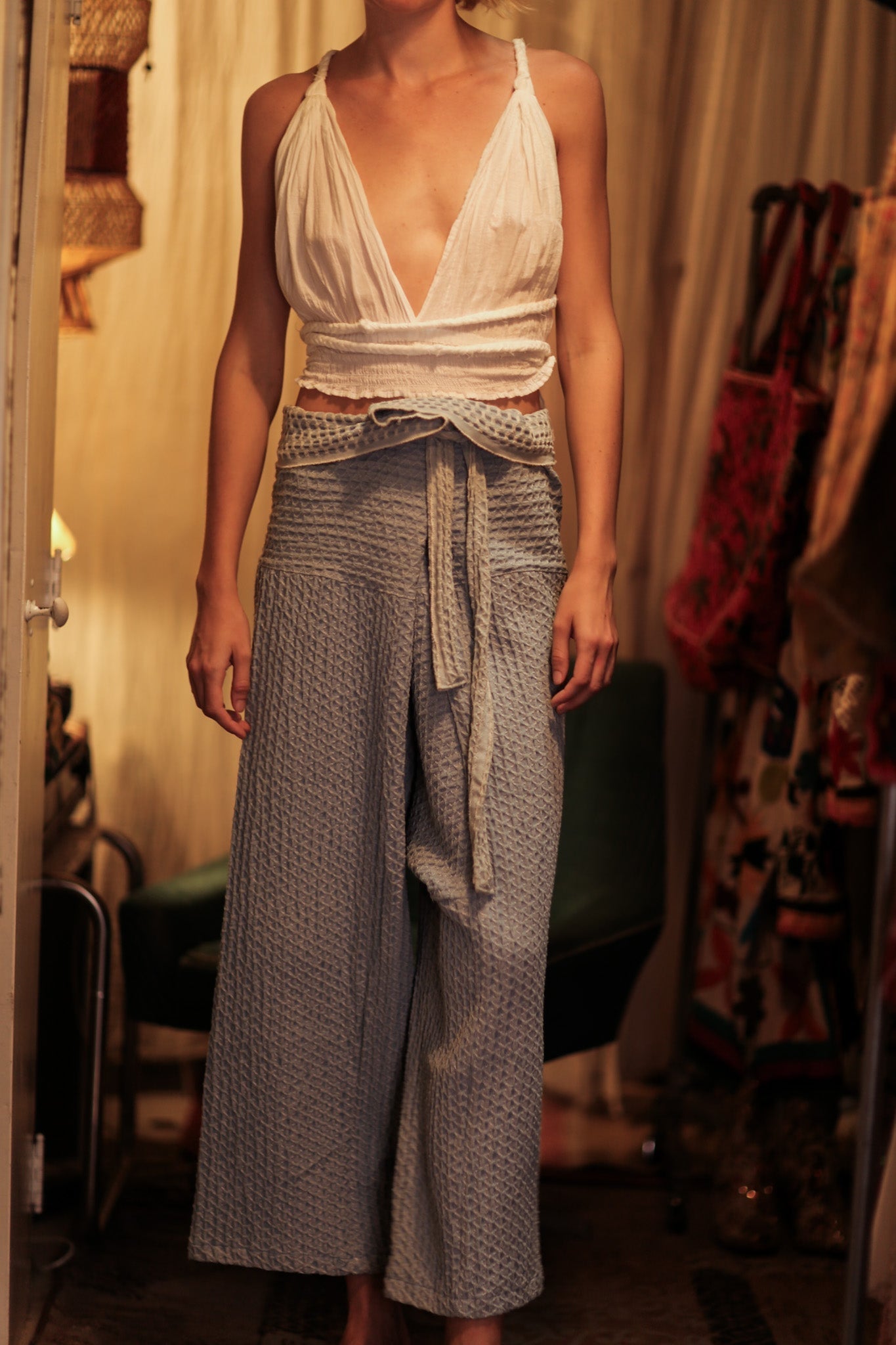 SAMIA PATTERNED SOFT DENIM FISHERMAN TROUSERS - MOMO STUDIO BERLIN - Berlin Concept Store - sustainable & ethical fashion