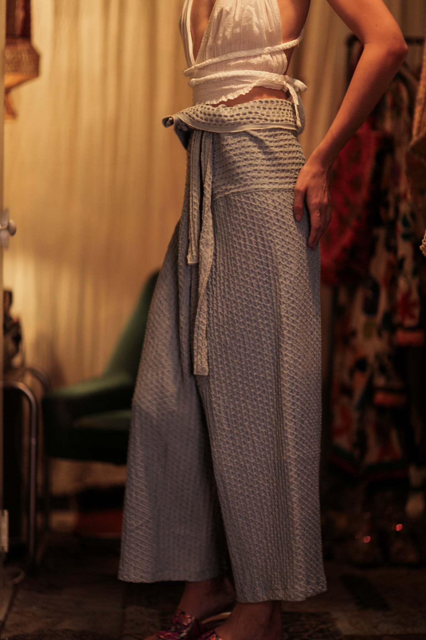 SAMIA PATTERNED SOFT DENIM FISHERMAN TROUSERS - MOMO STUDIO BERLIN - Berlin Concept Store - sustainable & ethical fashion