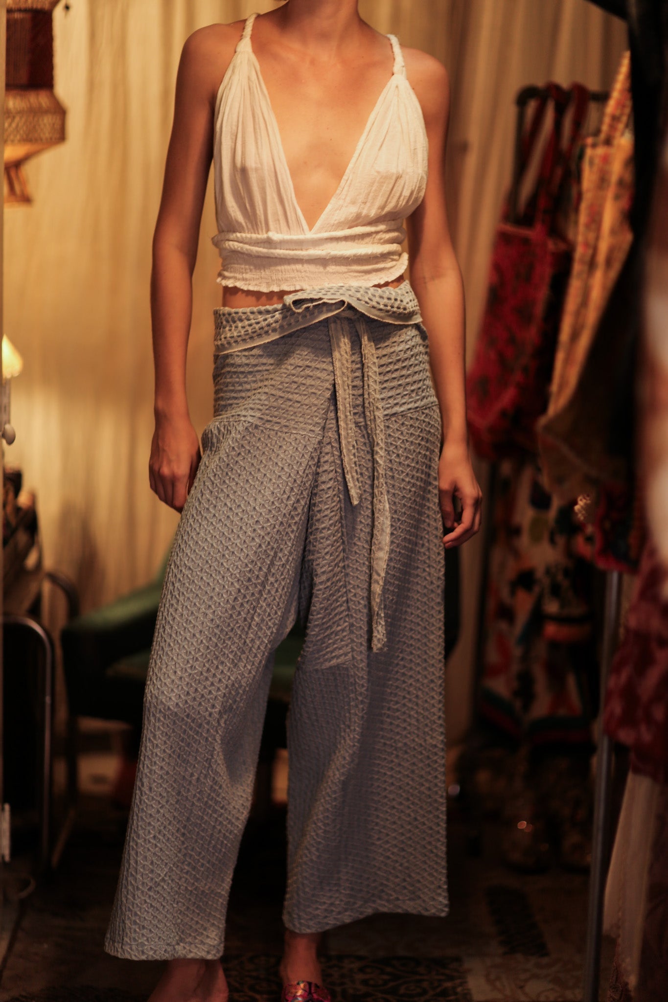 SAMIA PATTERNED SOFT DENIM FISHERMAN TROUSERS - MOMO STUDIO BERLIN - Berlin Concept Store - sustainable & ethical fashion