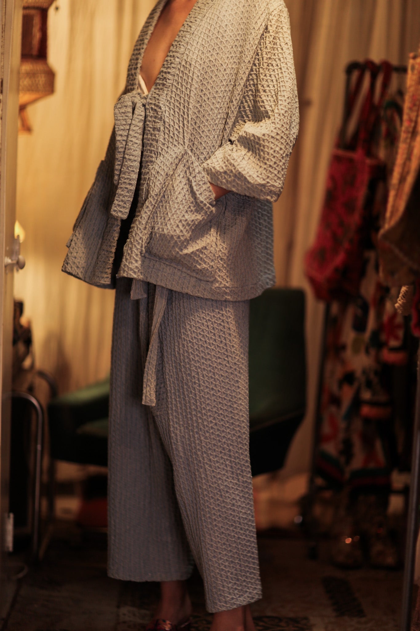 SAMIA PATTERNED SOFT DENIM FISHERMAN TROUSERS - MOMO STUDIO BERLIN - Berlin Concept Store - sustainable & ethical fashion