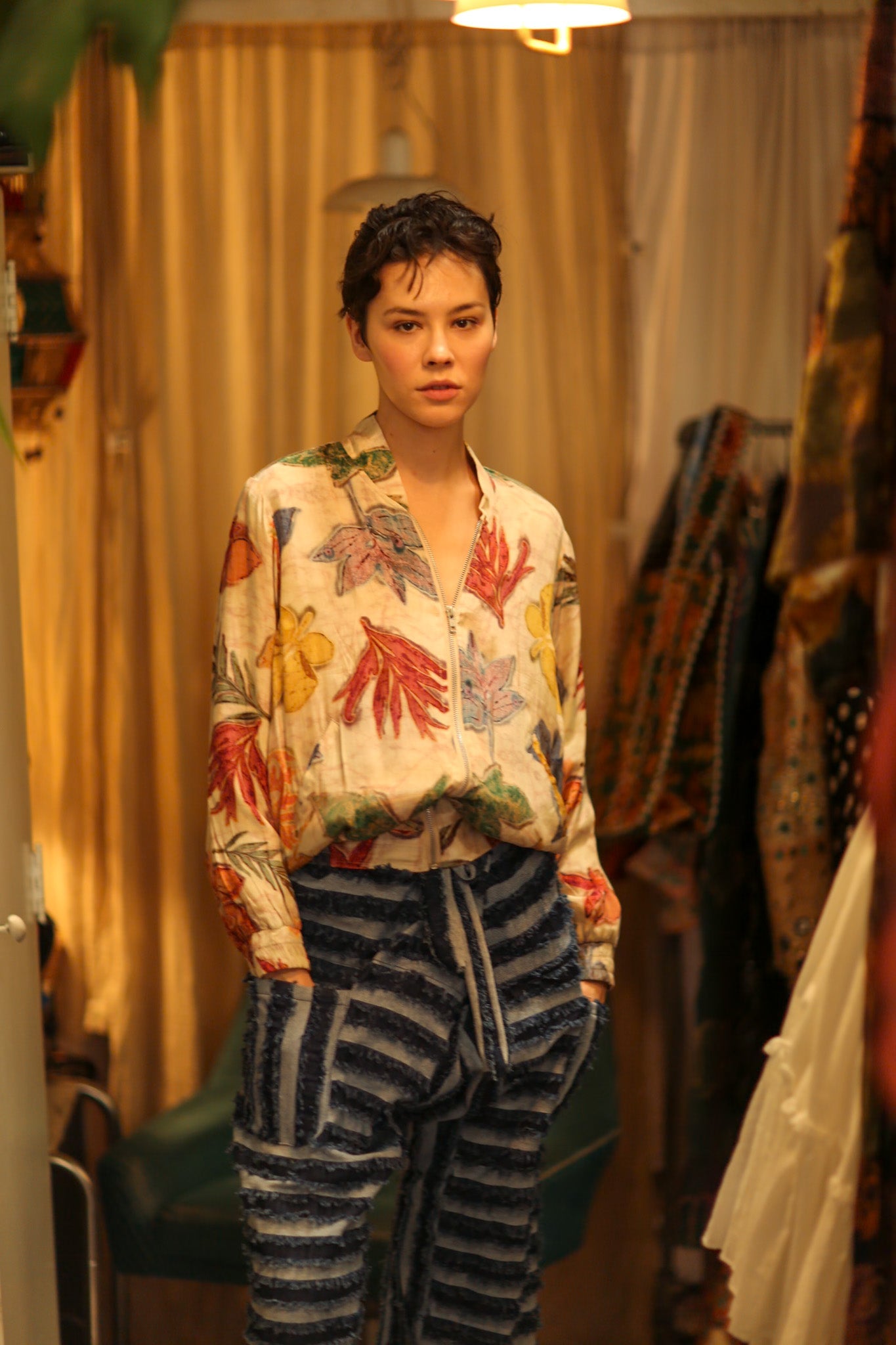 SILK BLOCK PRINT BOMBER JACKET ANCHA PRESSED FLOWERS - MOMO STUDIO BERLIN - Berlin Concept Store - sustainable & ethical fashion